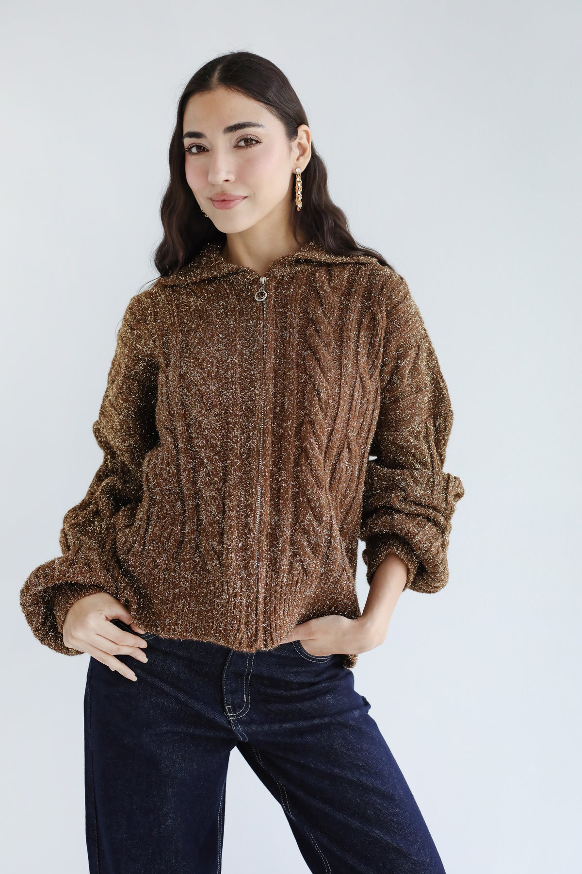Too good to take off knit sweater - Brown