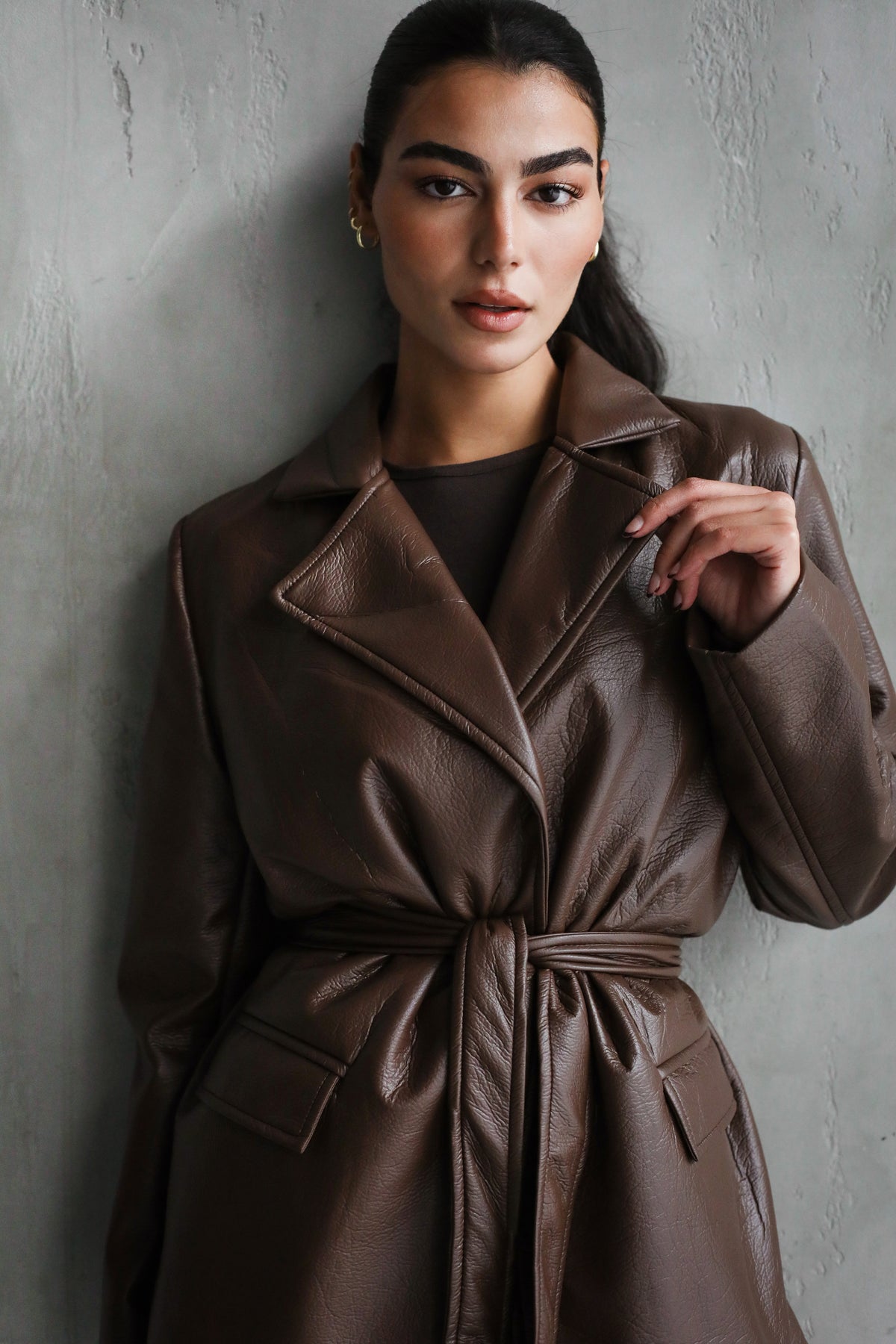 Going Places Leather Blazer (Long Version)  - Brown