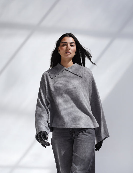 Wonderlust Knit Cape - Grey