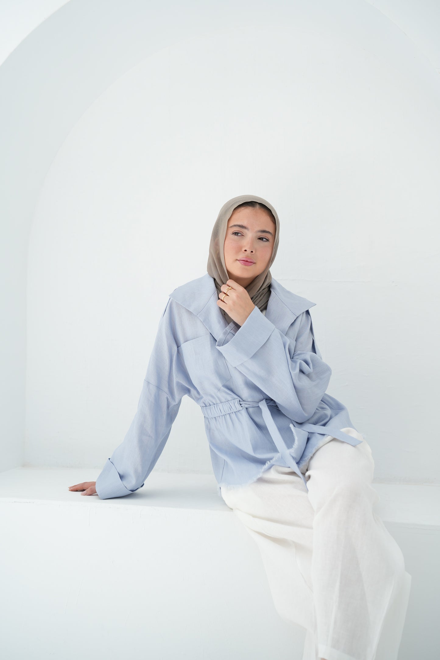Amalia’s Signature Linen Top - Baby Blue