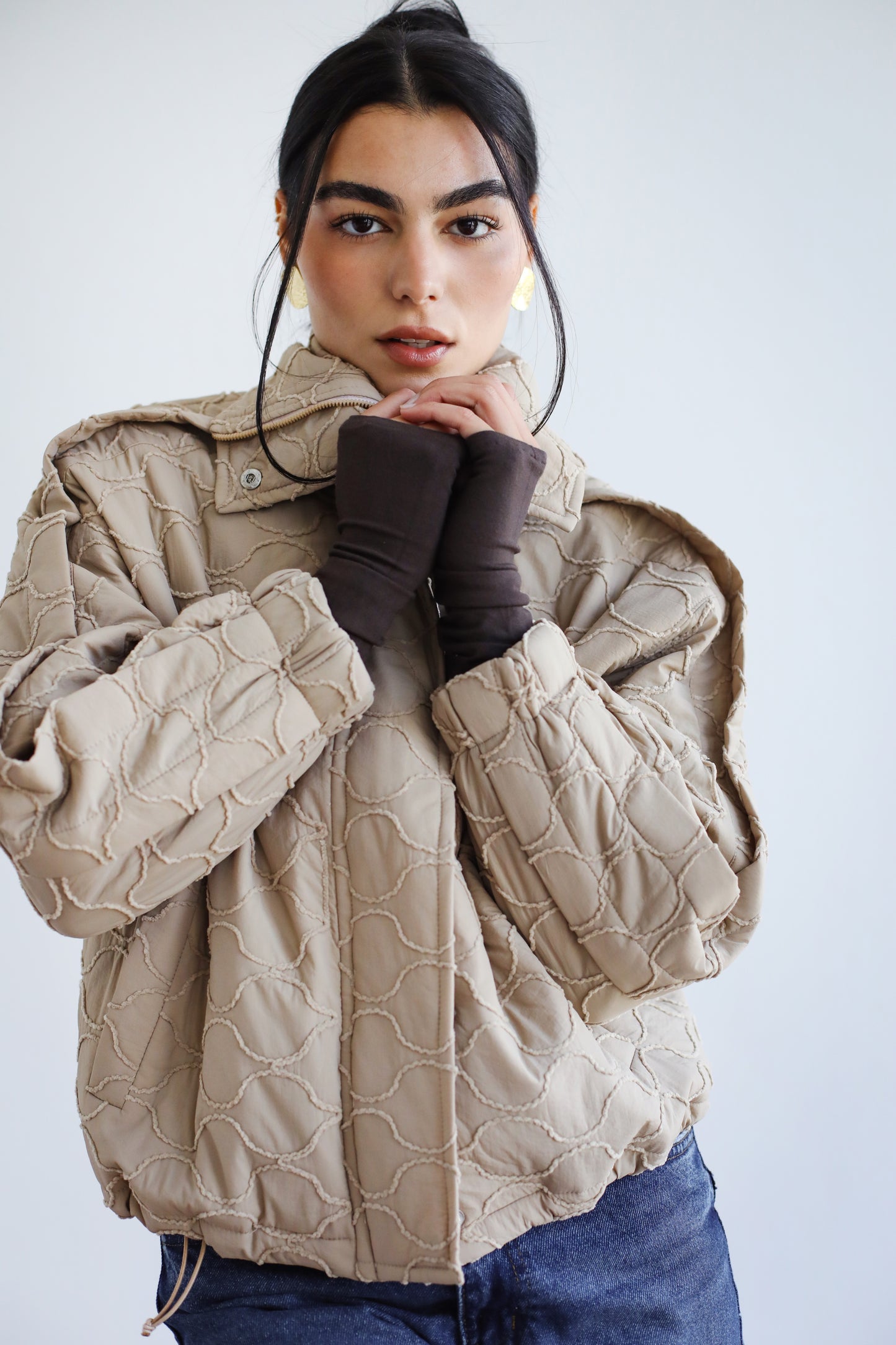 Around The World Bomber Jacket - Sandstone