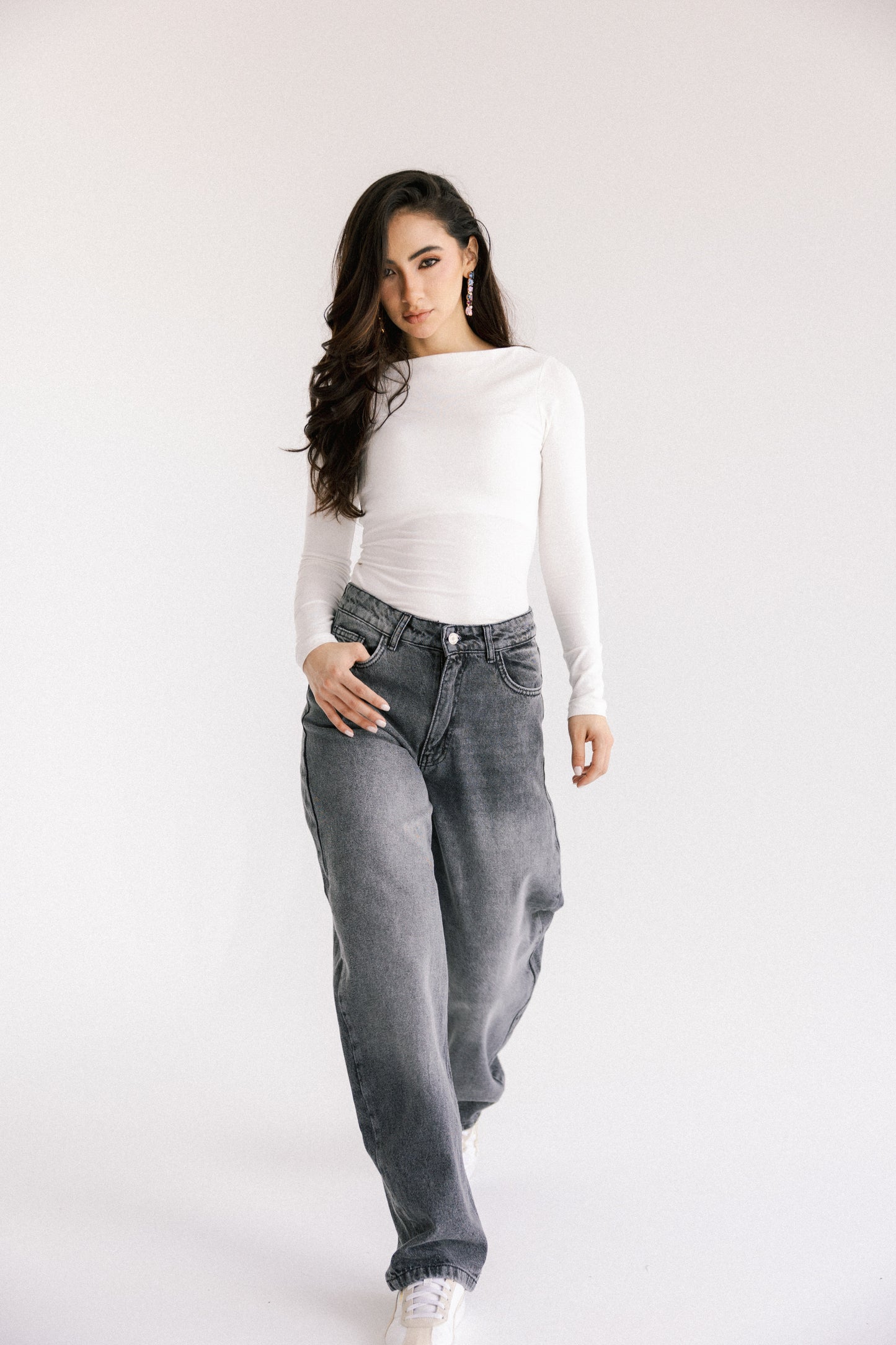 One and Only Balloon Denim Pants - Washed Grey