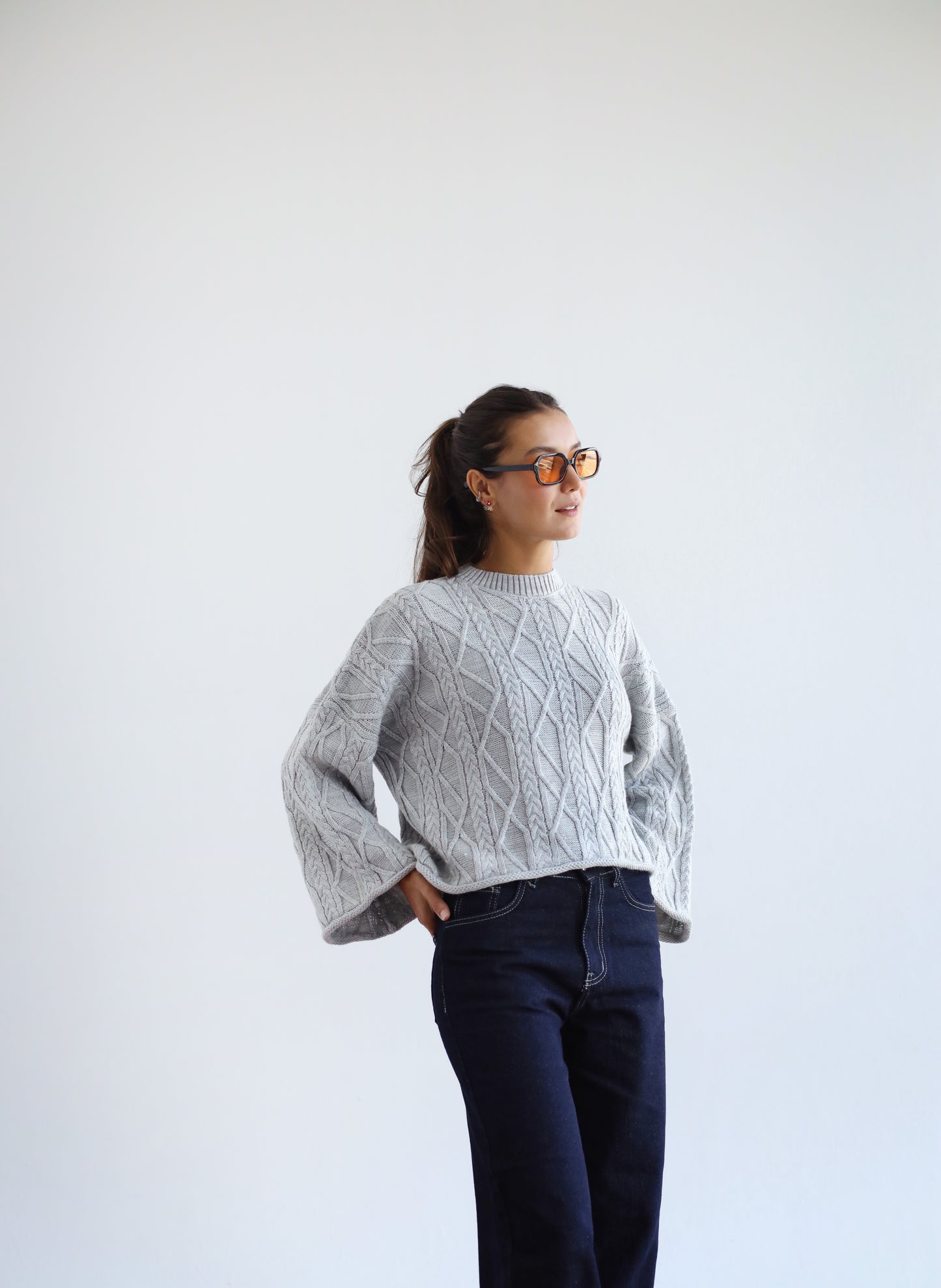 Heartwarming Cable Sweater in Grey