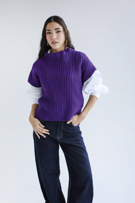 Sun Dazed Knit Vest - Purple