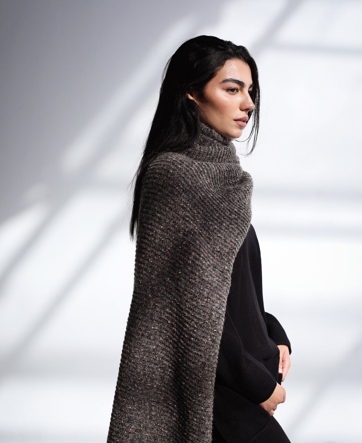 Winter Chill Knit Scarf - Charcoal Taupe