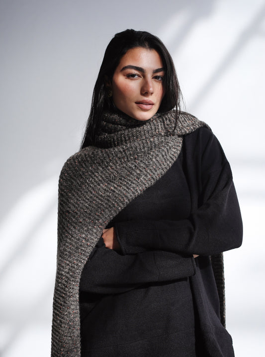 Winter Chill Knit Scarf - Charcoal Taupe