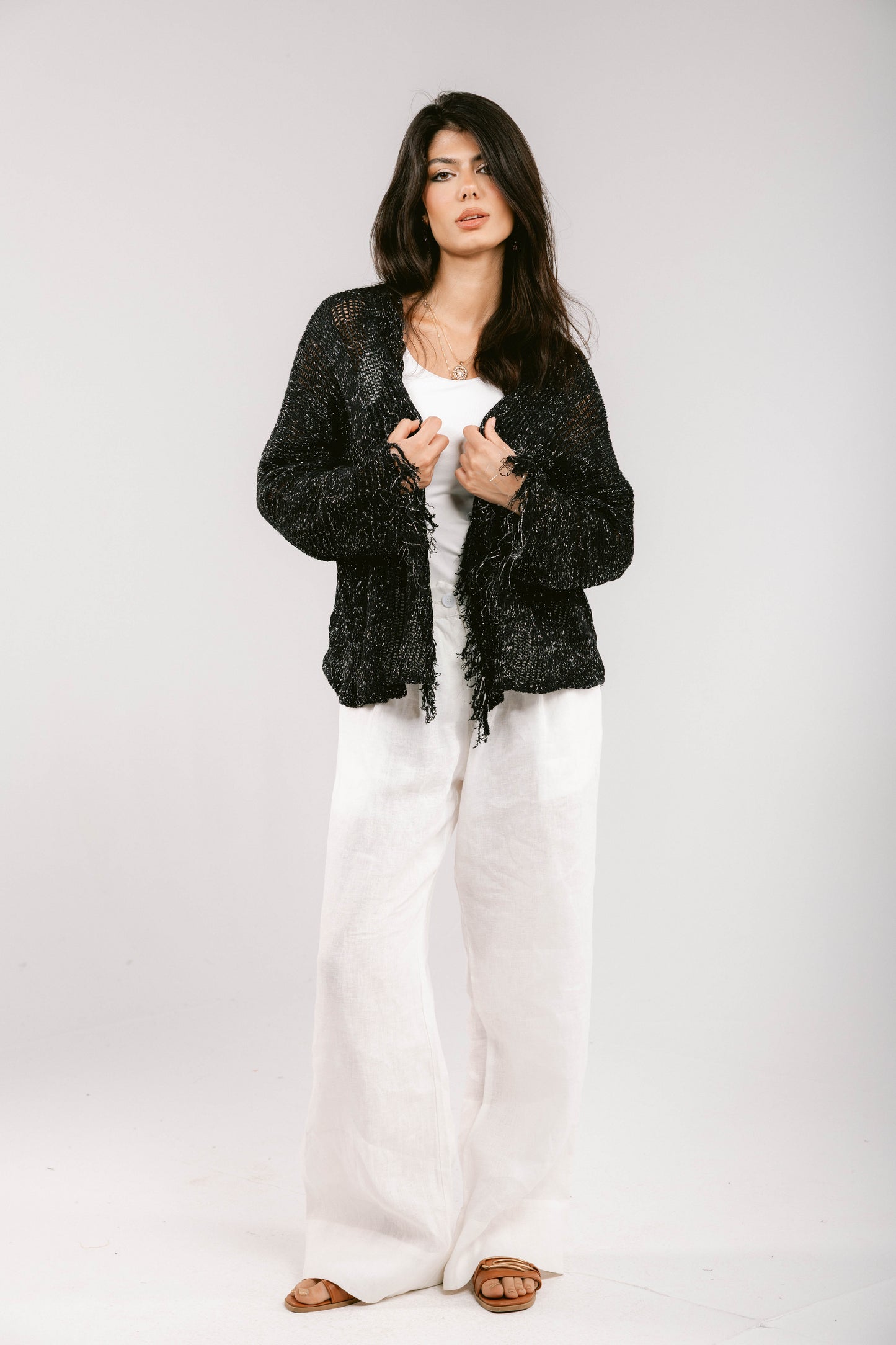Brighter Days Crochet Cardigan - Black