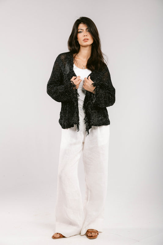 Brighter Days Crochet Cardigan - Black