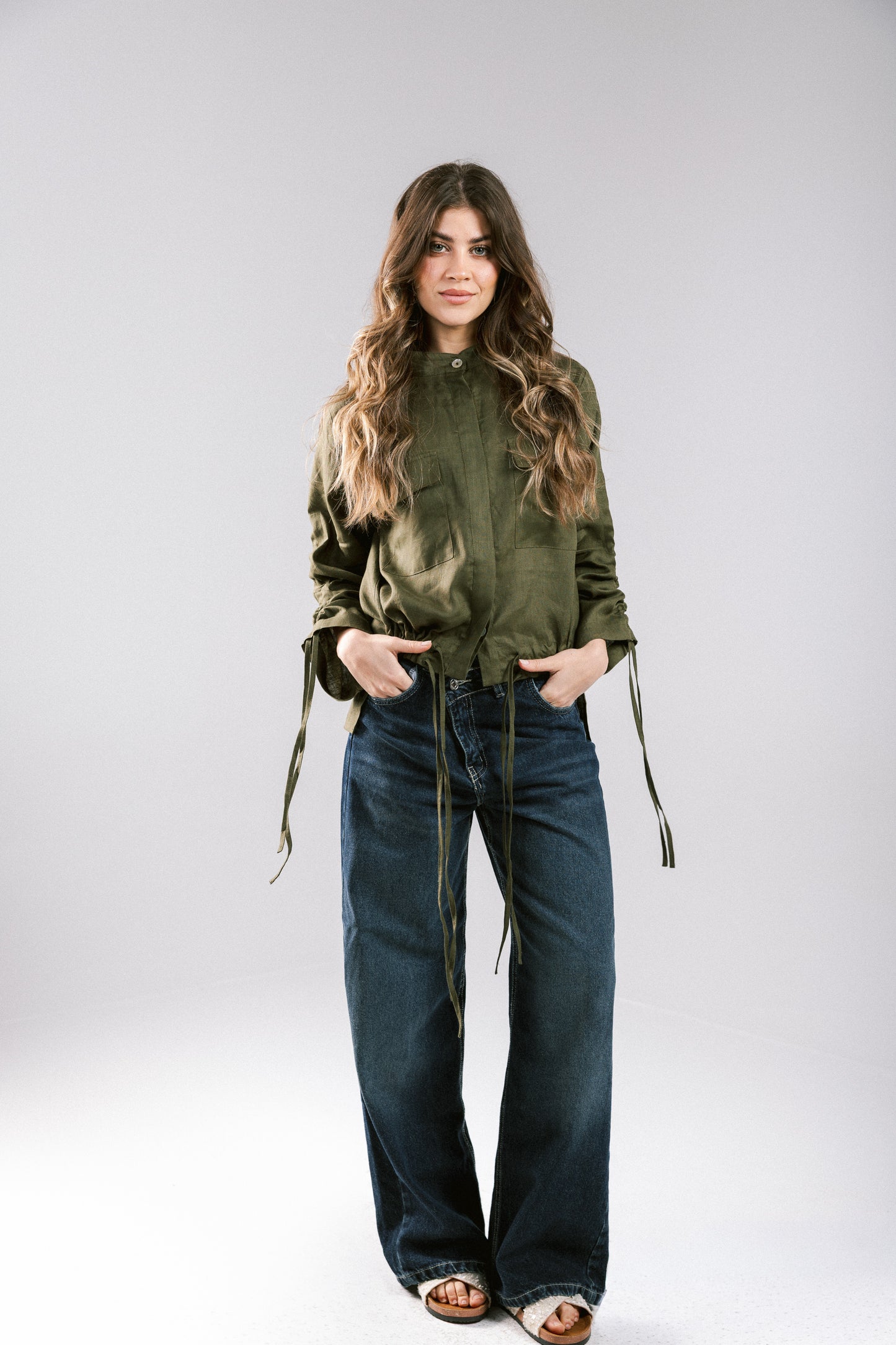 Pretty Fringes Linen Shirt - Olive