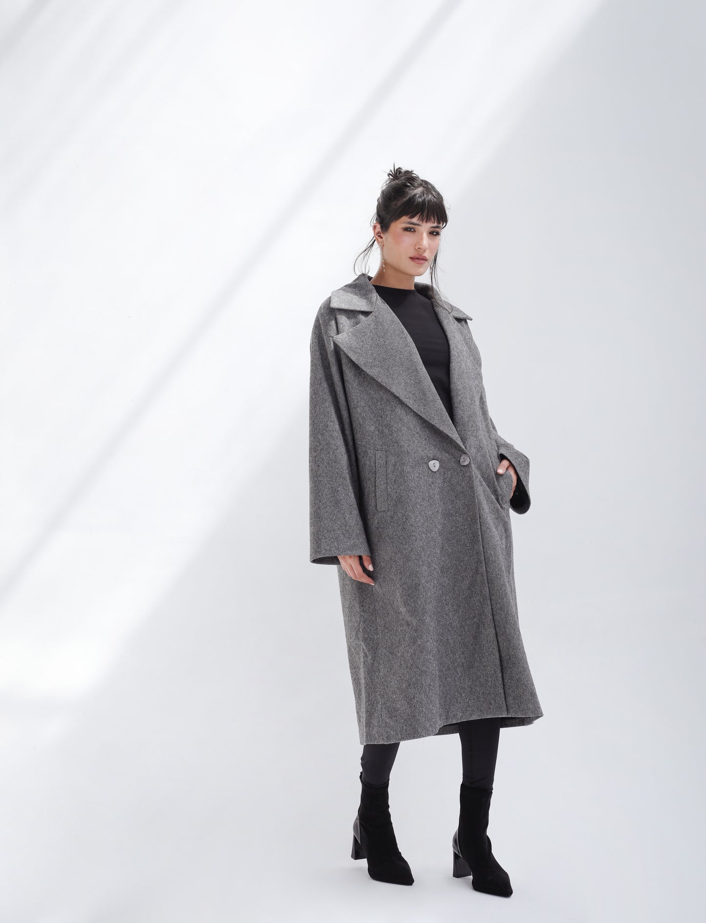 Long Time Coat - Dark Grey Stripes