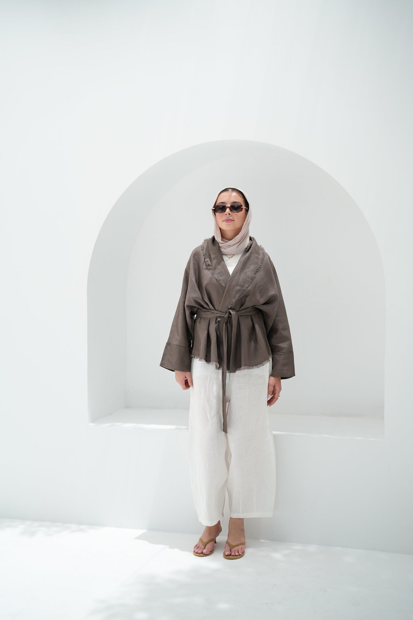 Sun Chaser Linen Cardigan - Mushroom