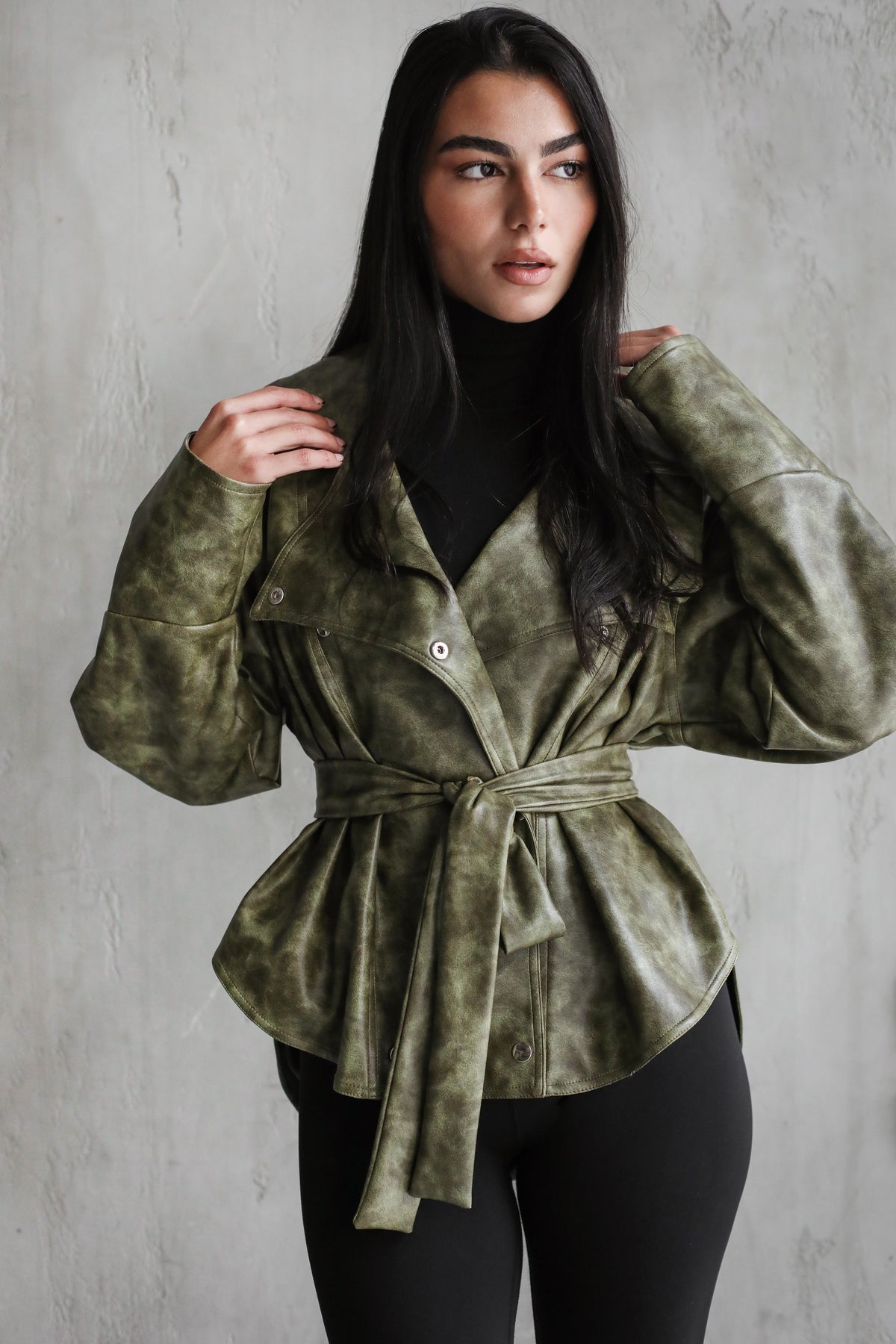 Not Your Basic Leather Jacket - Olive