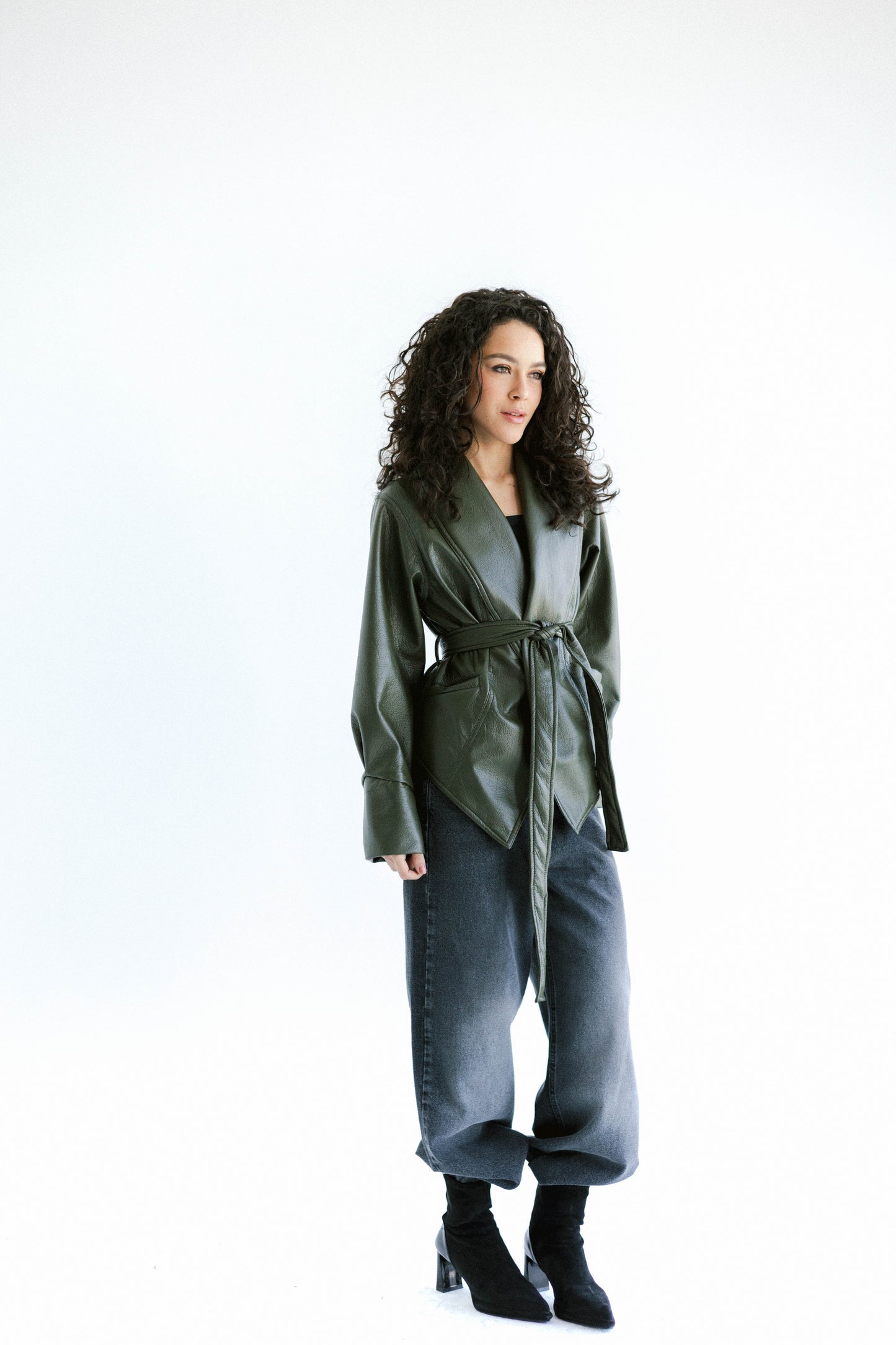 Risk Taker Leather Jacket - Army Green