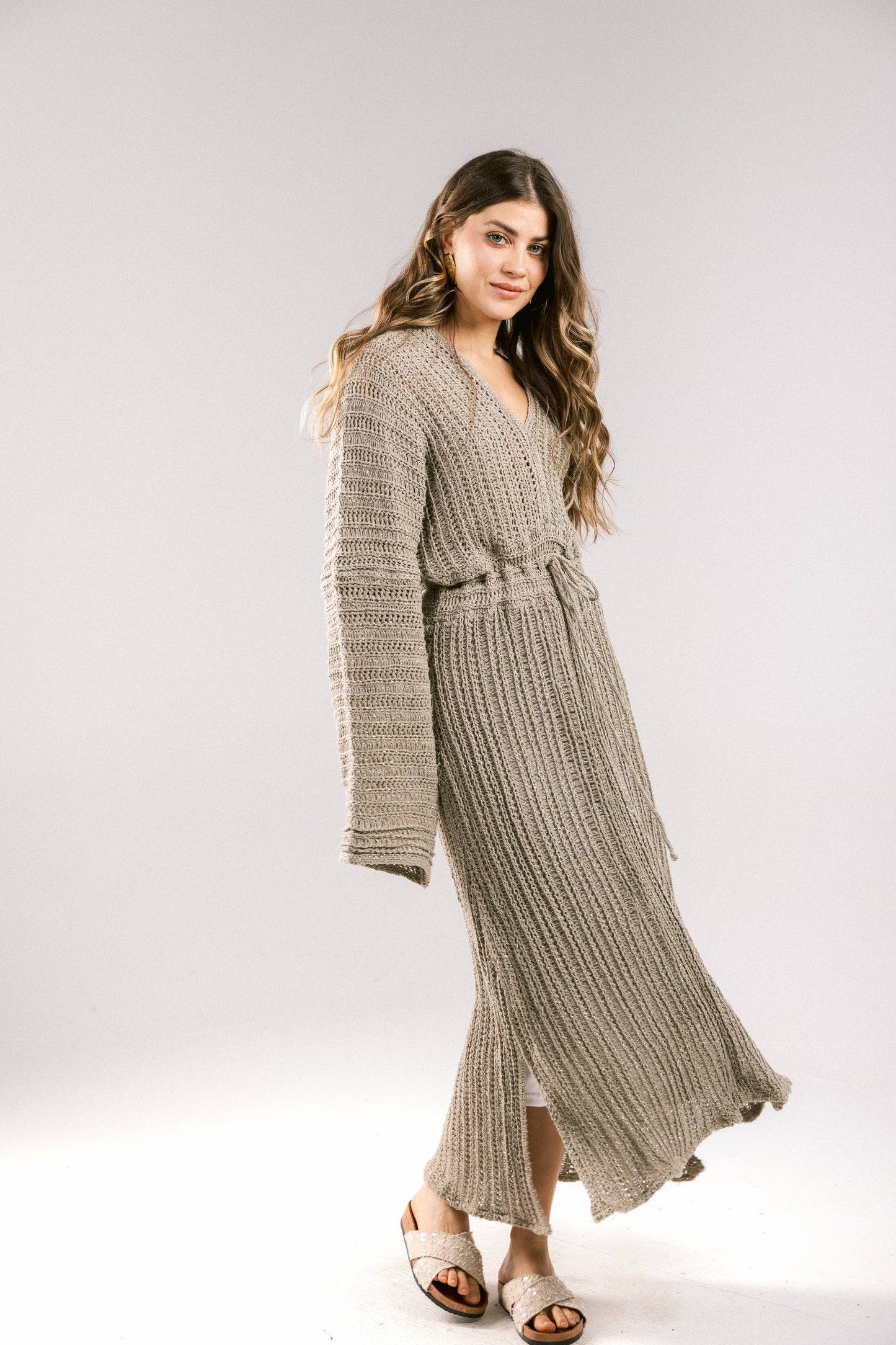 Sunbeam Crochet Coverup Dress - Taupe