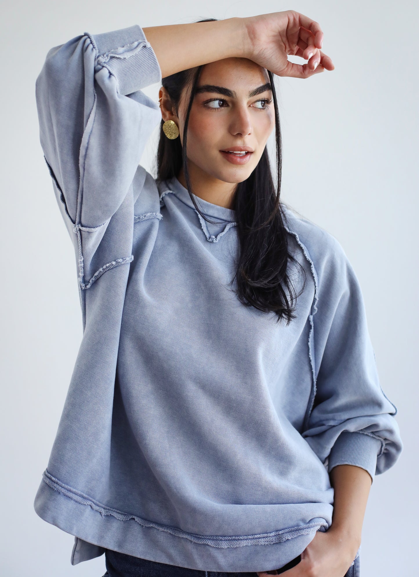 Sweet Escape Sweatshirt - Washed Babyblue