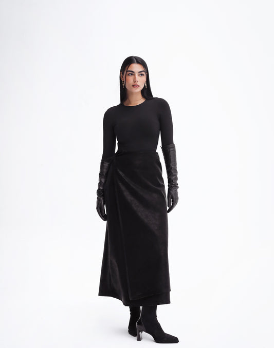 Most Wanted Leather Wrap Skirt - Black