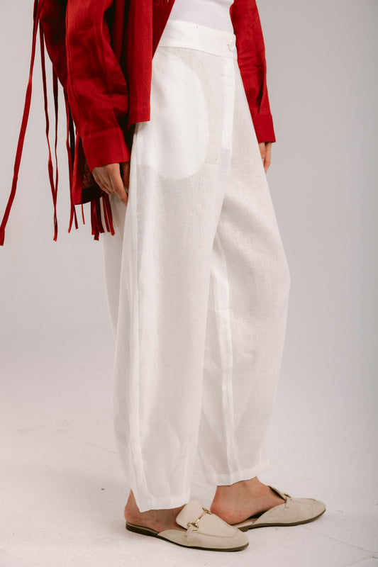 Essential Balloon Linen Pants - White