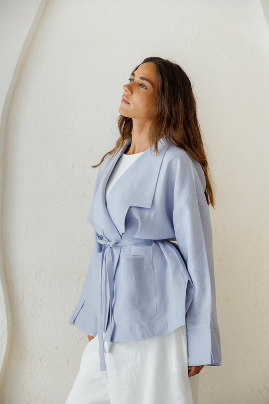 Full of Sunshine Linen Cardigan - Cloud Blue
