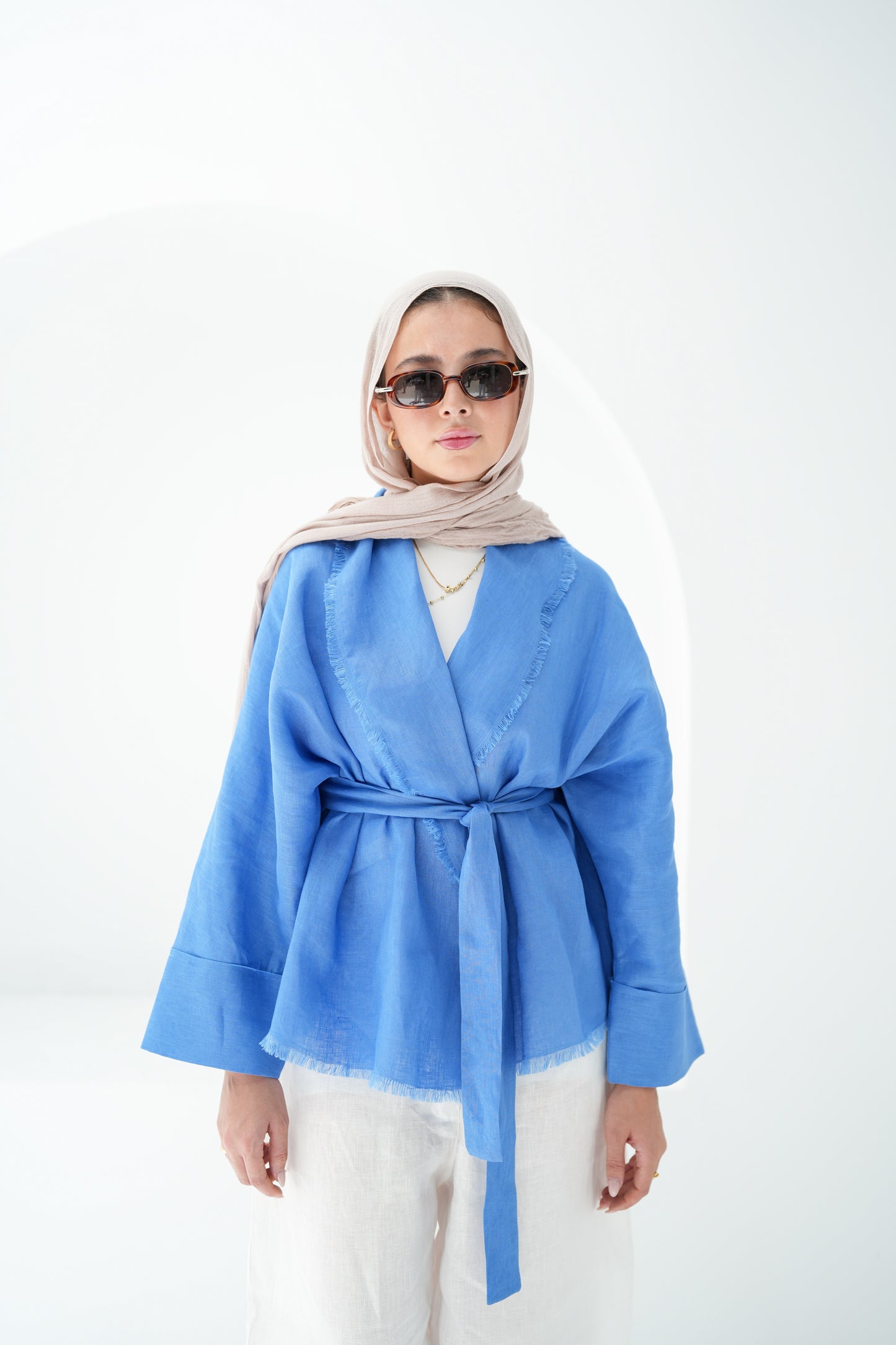 Sun Chaser Linen Cardigan - Cobalt