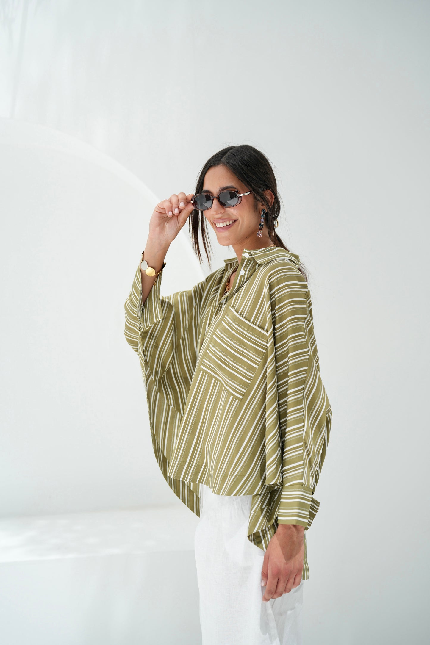 Over The Rainbow Striped Shirt - Olive