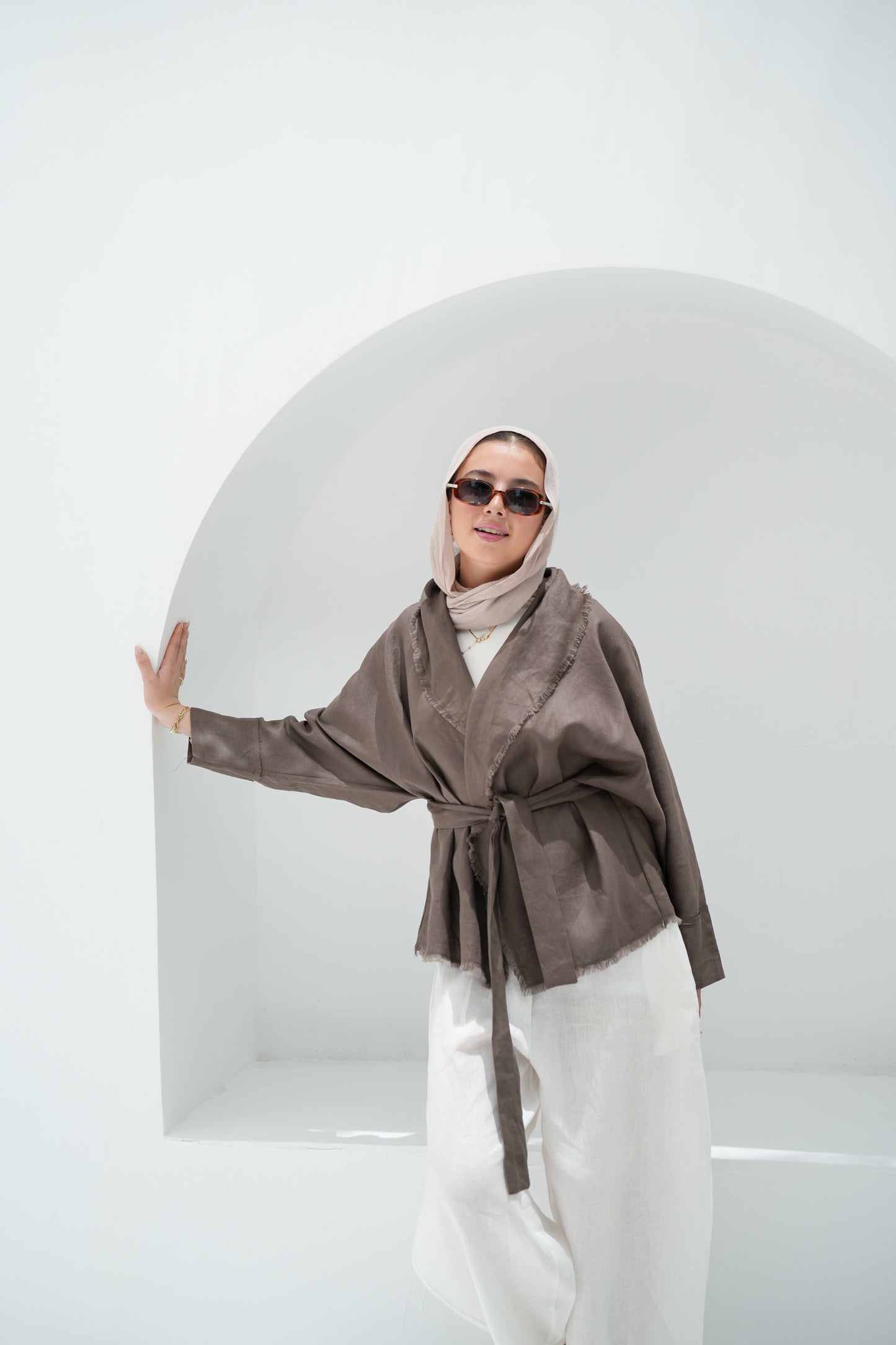 Sun Chaser Linen Cardigan - Mushroom