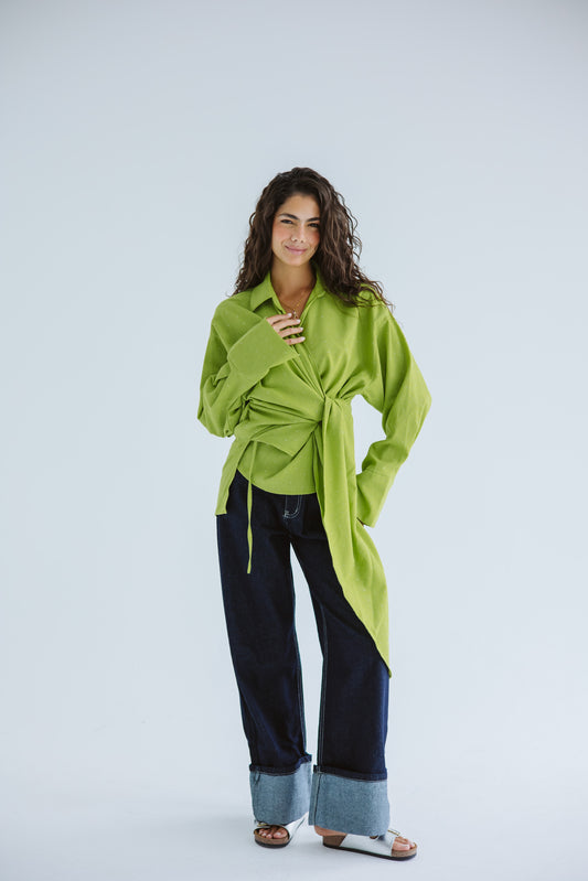 Studded Wrapped In A Dream Top - Lime