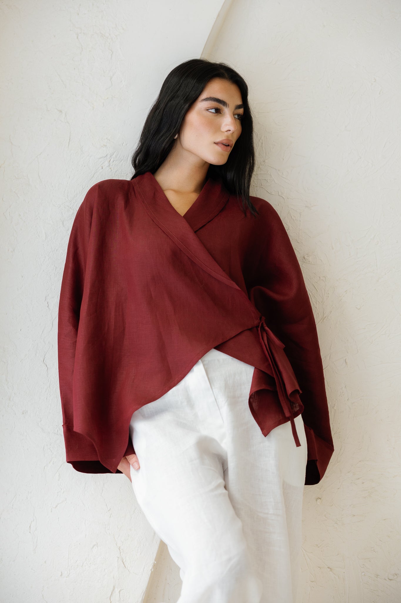 Such A Dreamy Linen Top - Burgundy