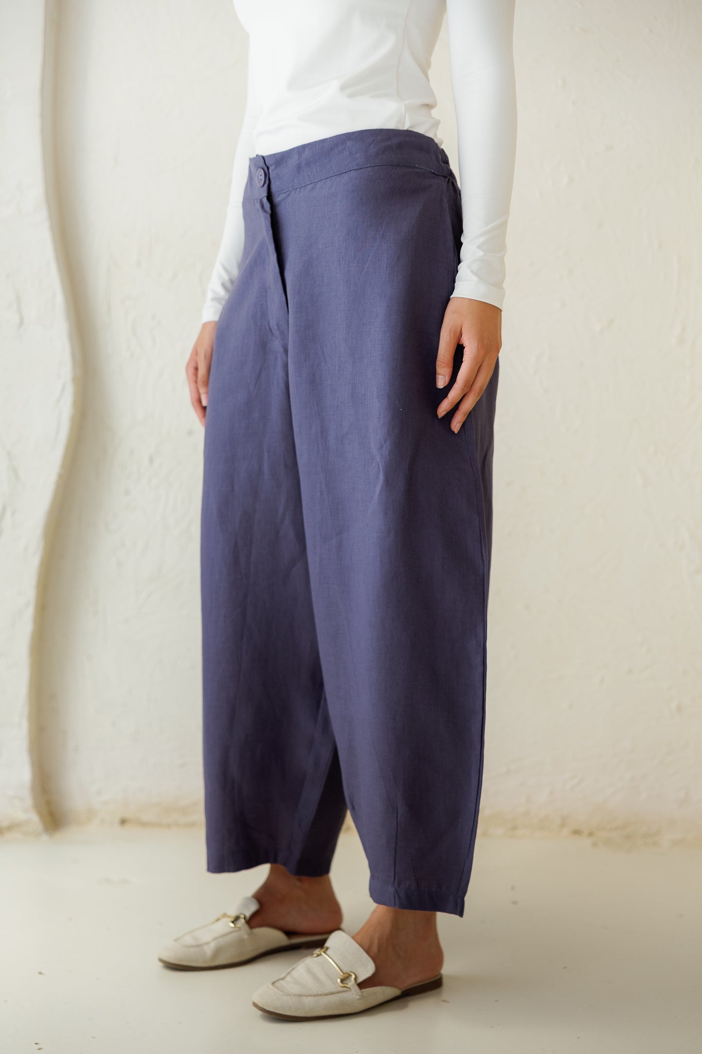 Essential Balloon Linen Pants - Navy