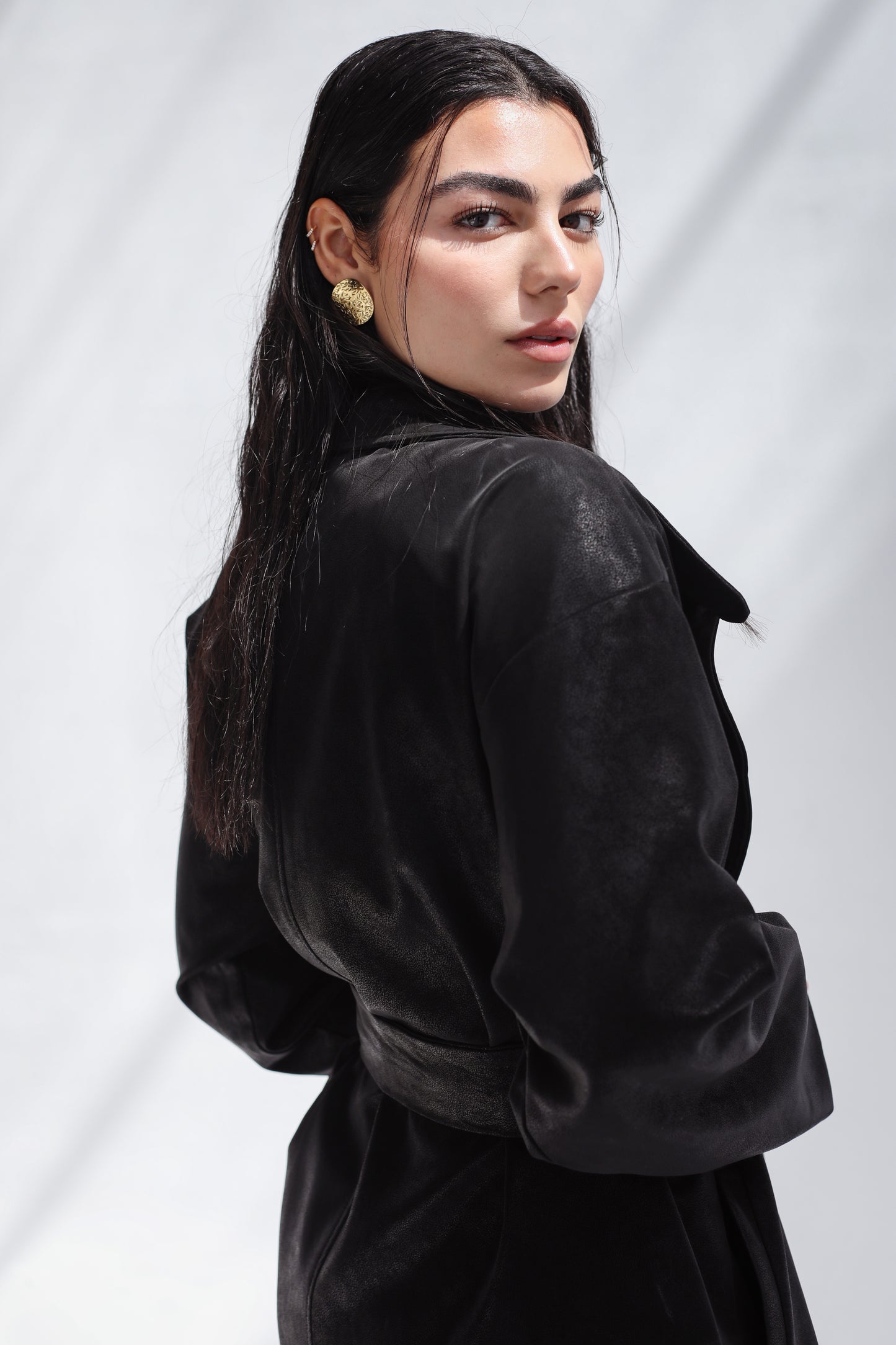 Rock it Leather Trench in Black