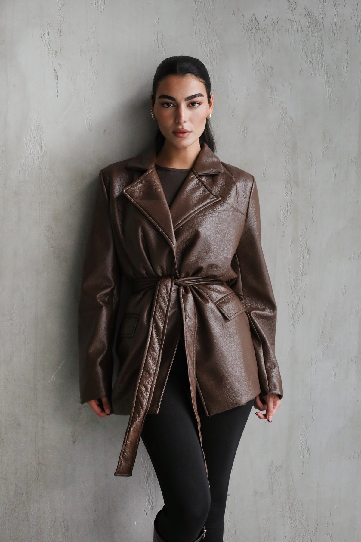 Going Places Leather Blazer (Long Version)  - Brown