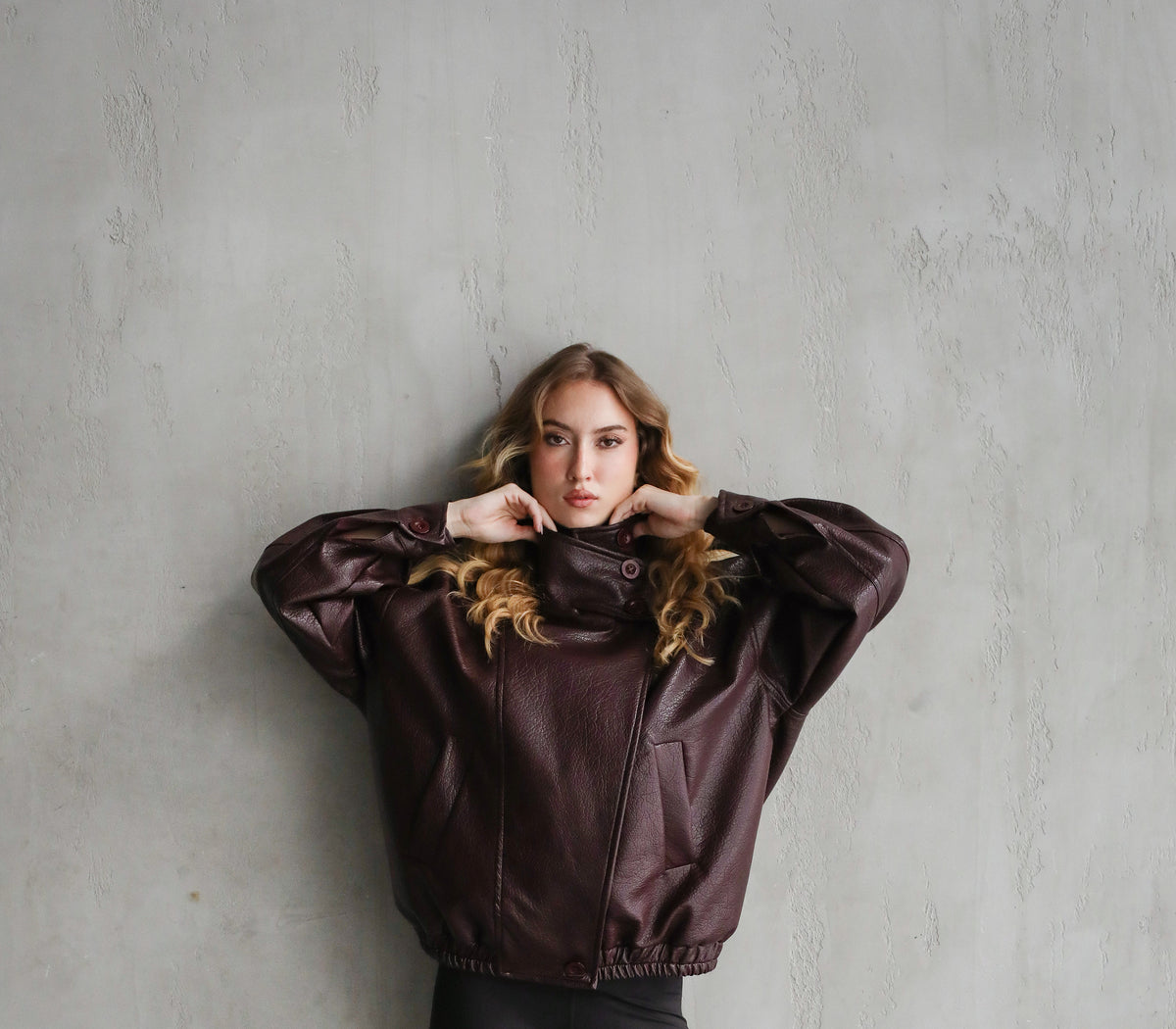 One of One Leather Biker Jacket - Burgundy