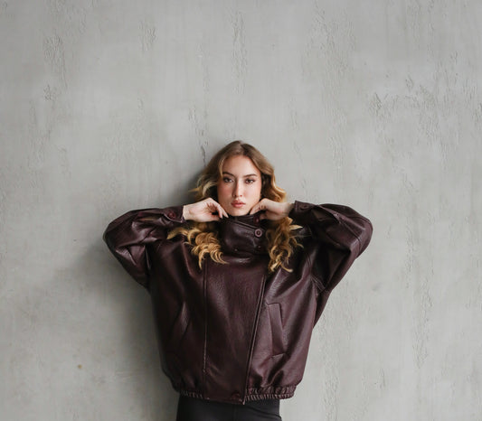 One of One Leather Biker Jacket - Burgundy