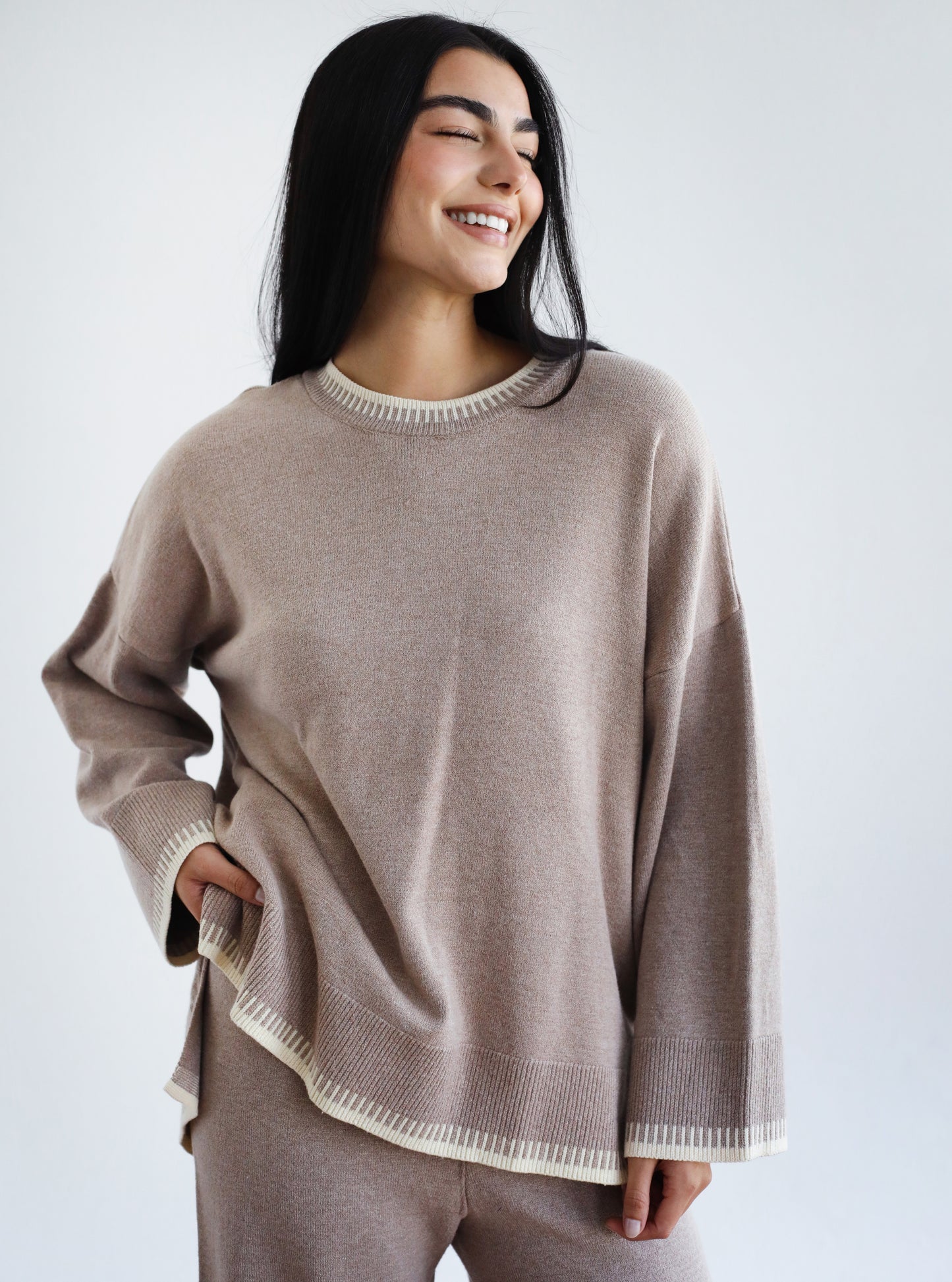 Minding My Business Knit Set - Dusty Mocha