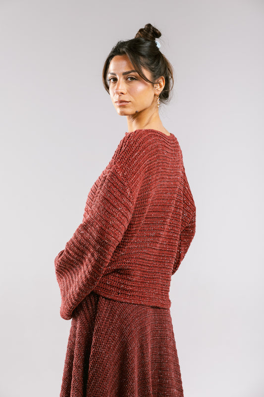 Seascape Crochet Top - Burgundy