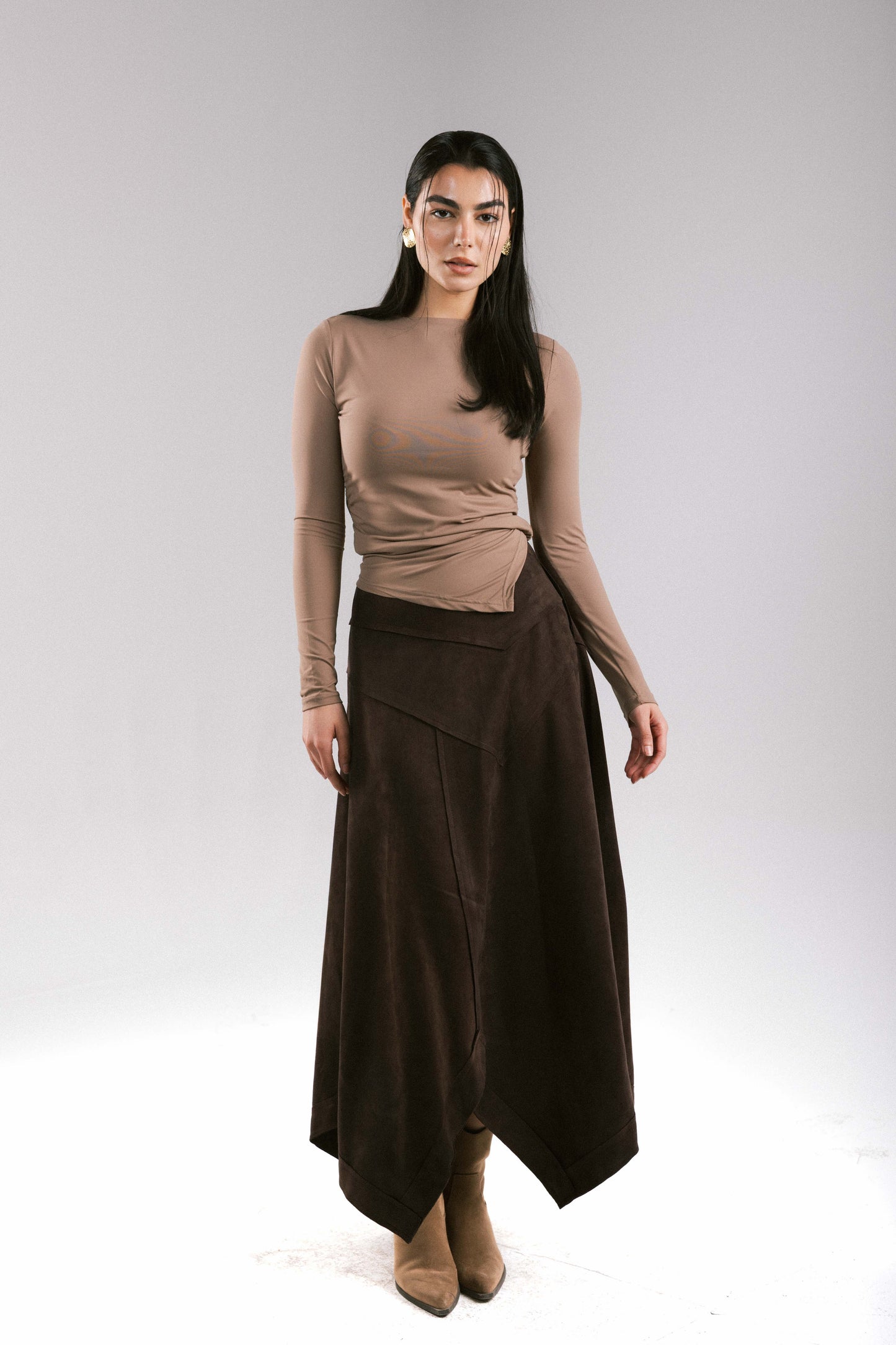 In Her Moment Suede Skirt - Brown