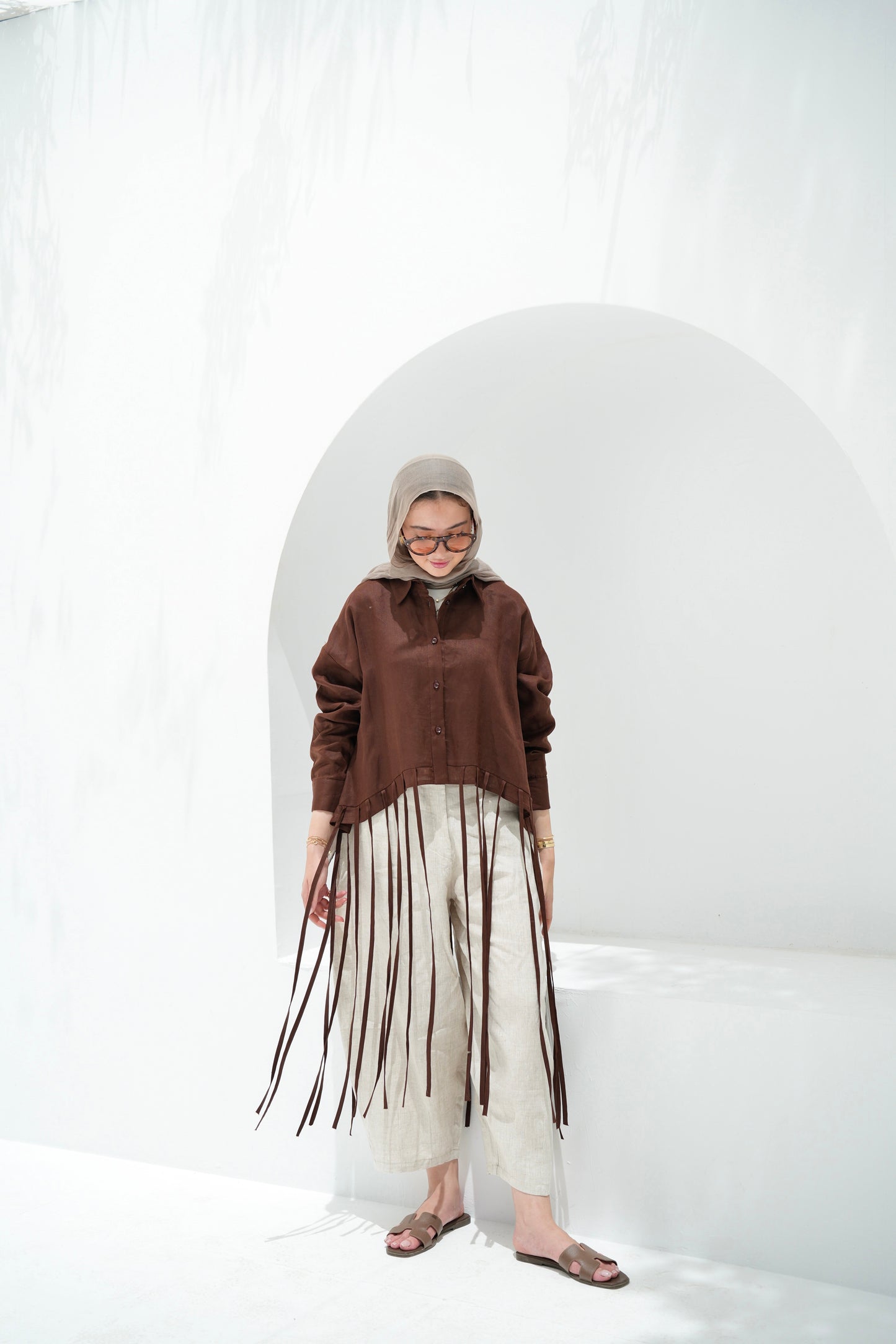 Girl’s Girl Linen Top - Brown