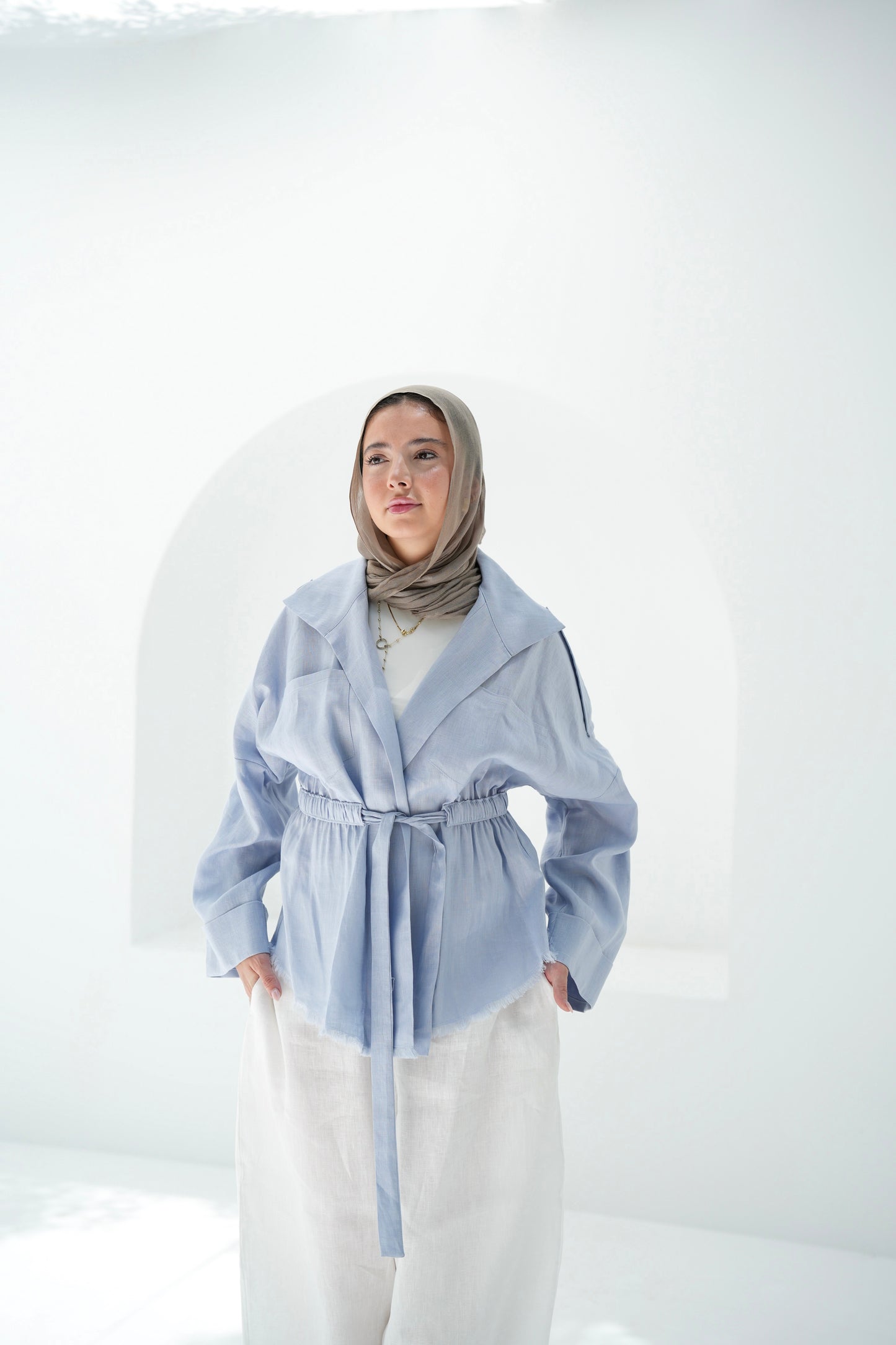 Amalia’s Signature Linen Top - Baby Blue