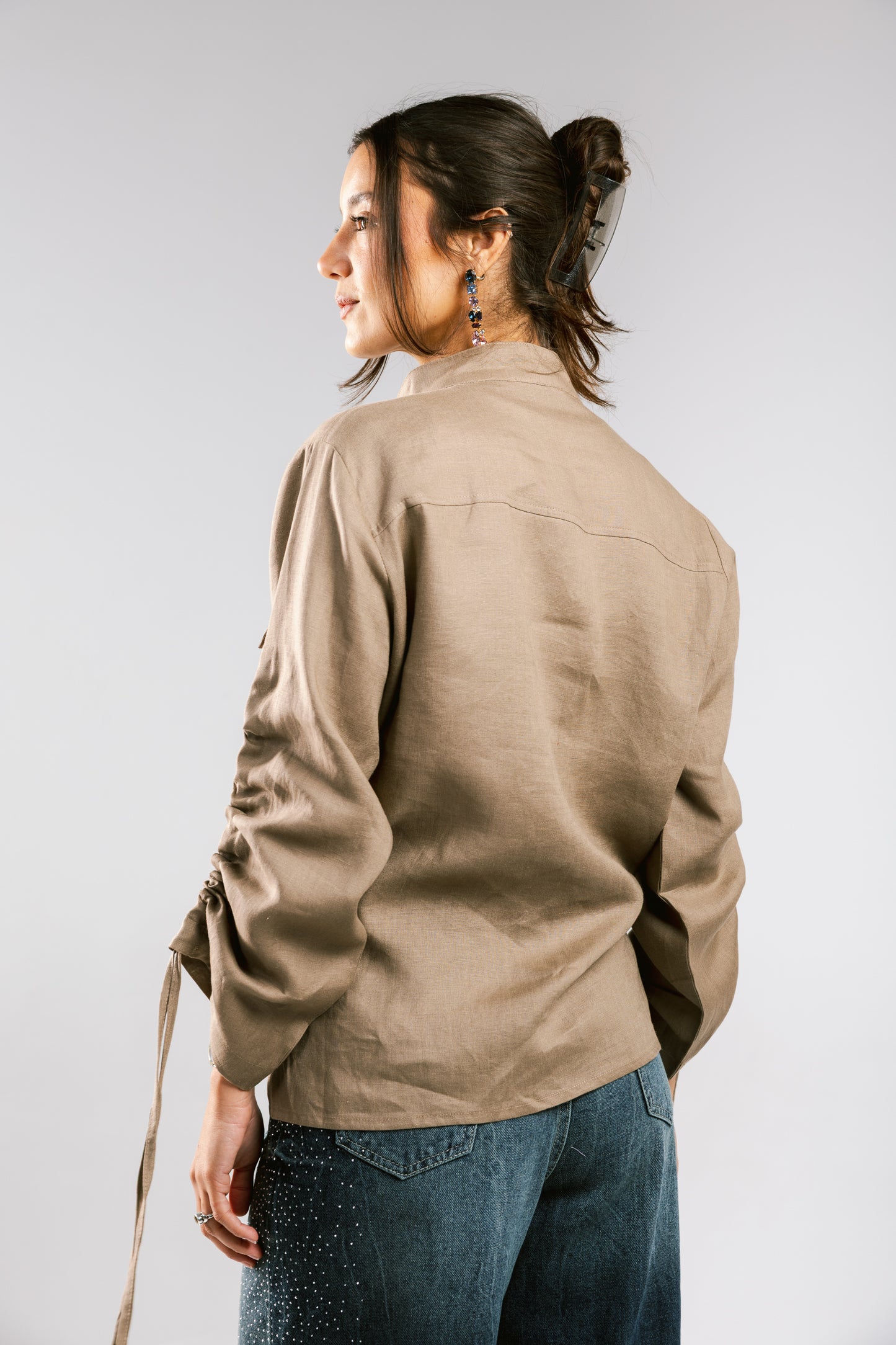 Pretty Fringes Linen Shirt - Taupe