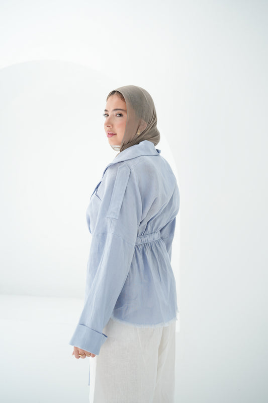 Amalia’s Signature Linen Top - Baby Blue