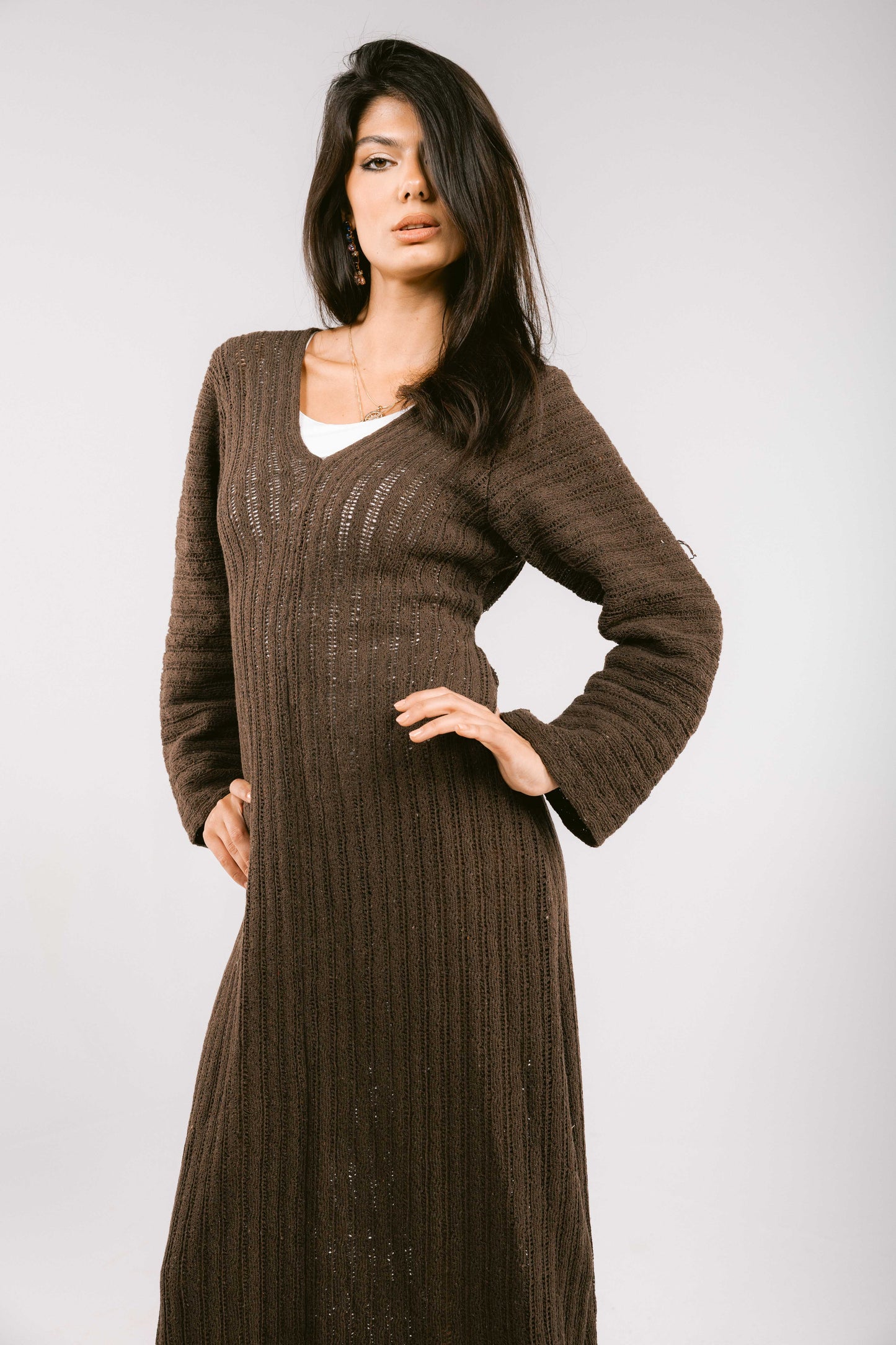 Sun Rays Crochet Dress - Brown