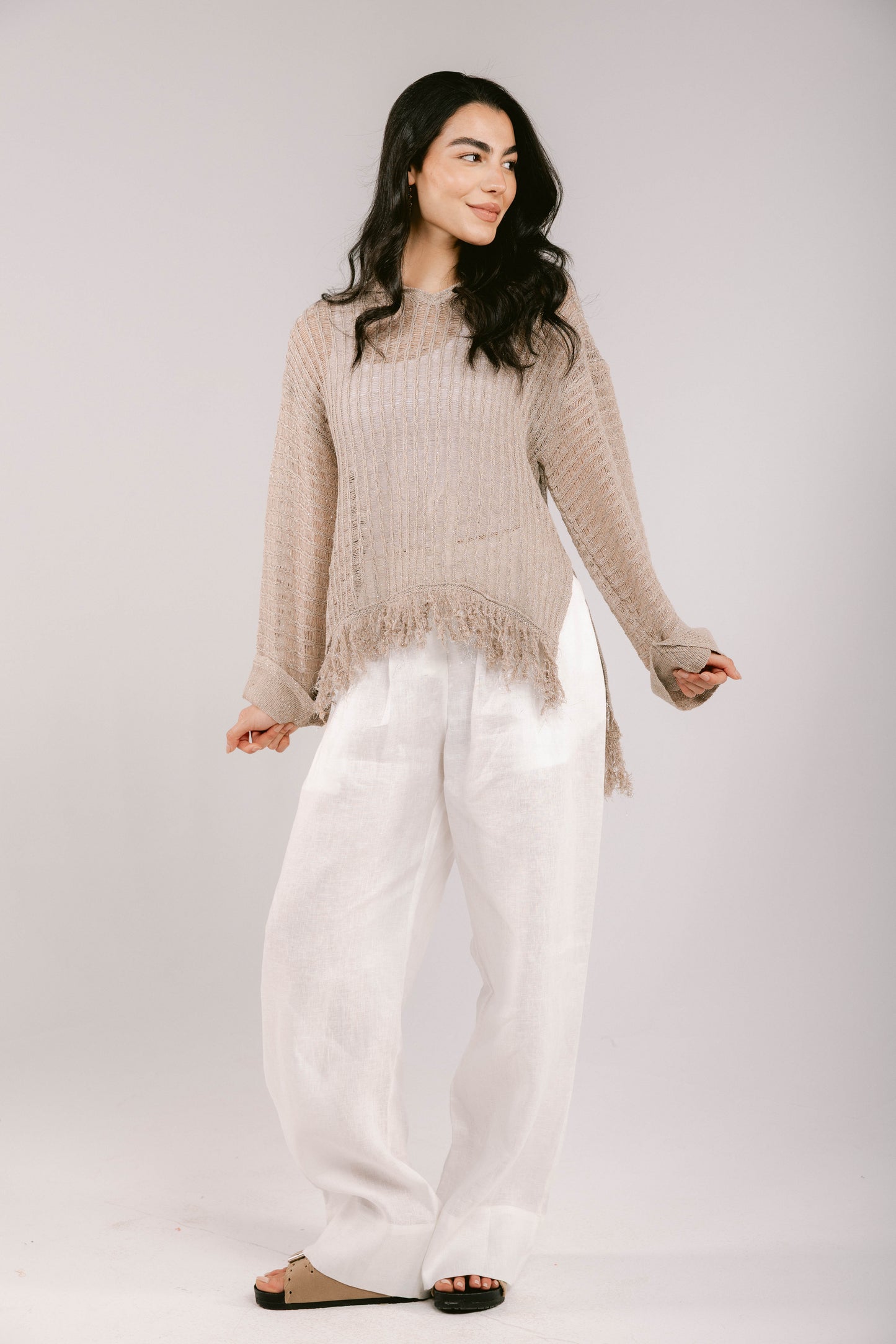 By The Beach Crochet Top - Taupe