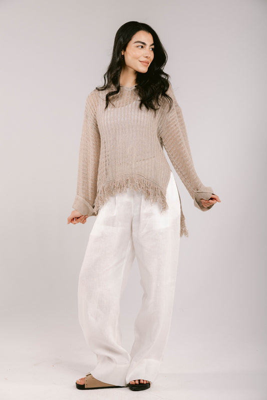 By The Beach Crochet Top - Taupe