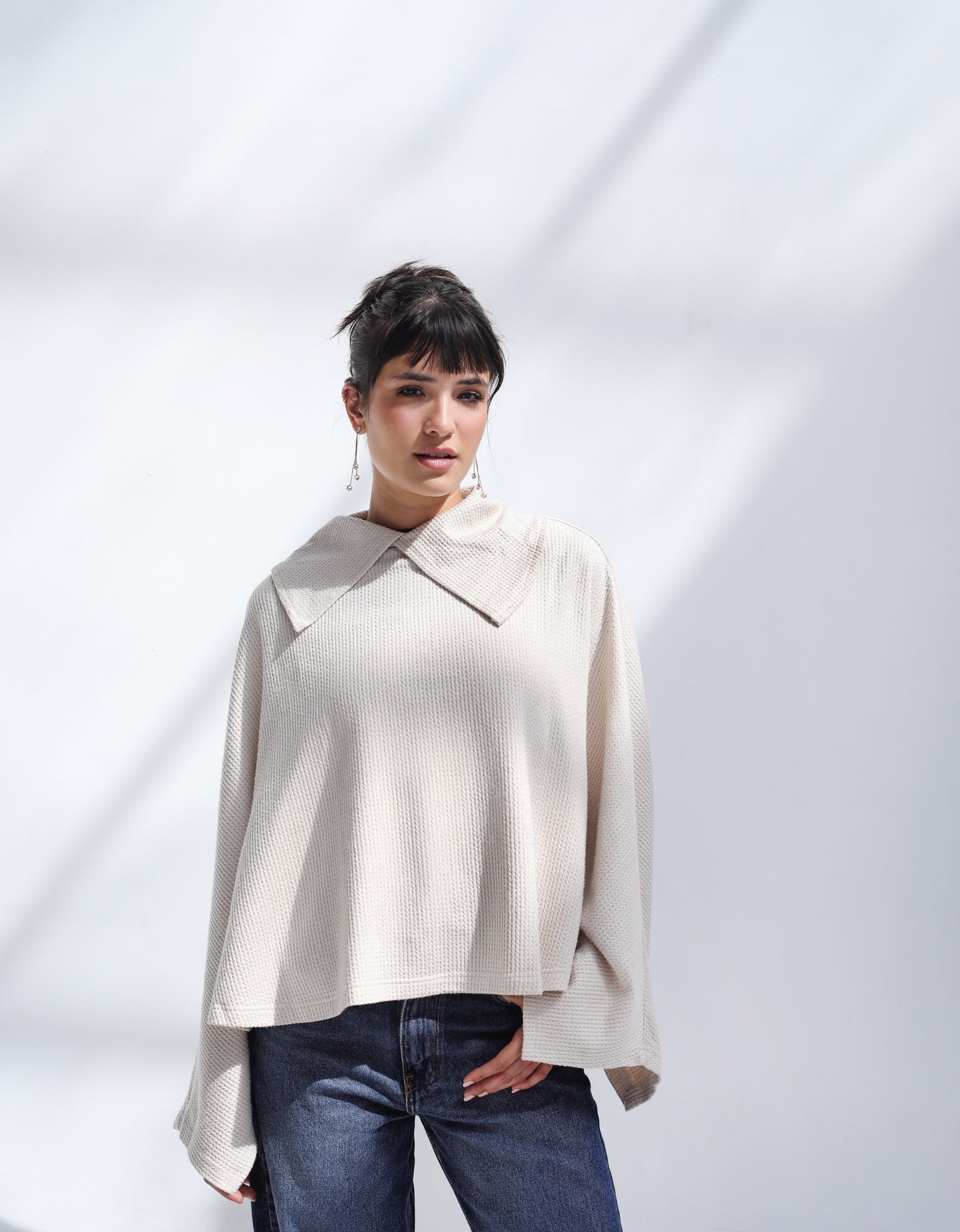 Wonderlust Knit Cape - Oatmilk