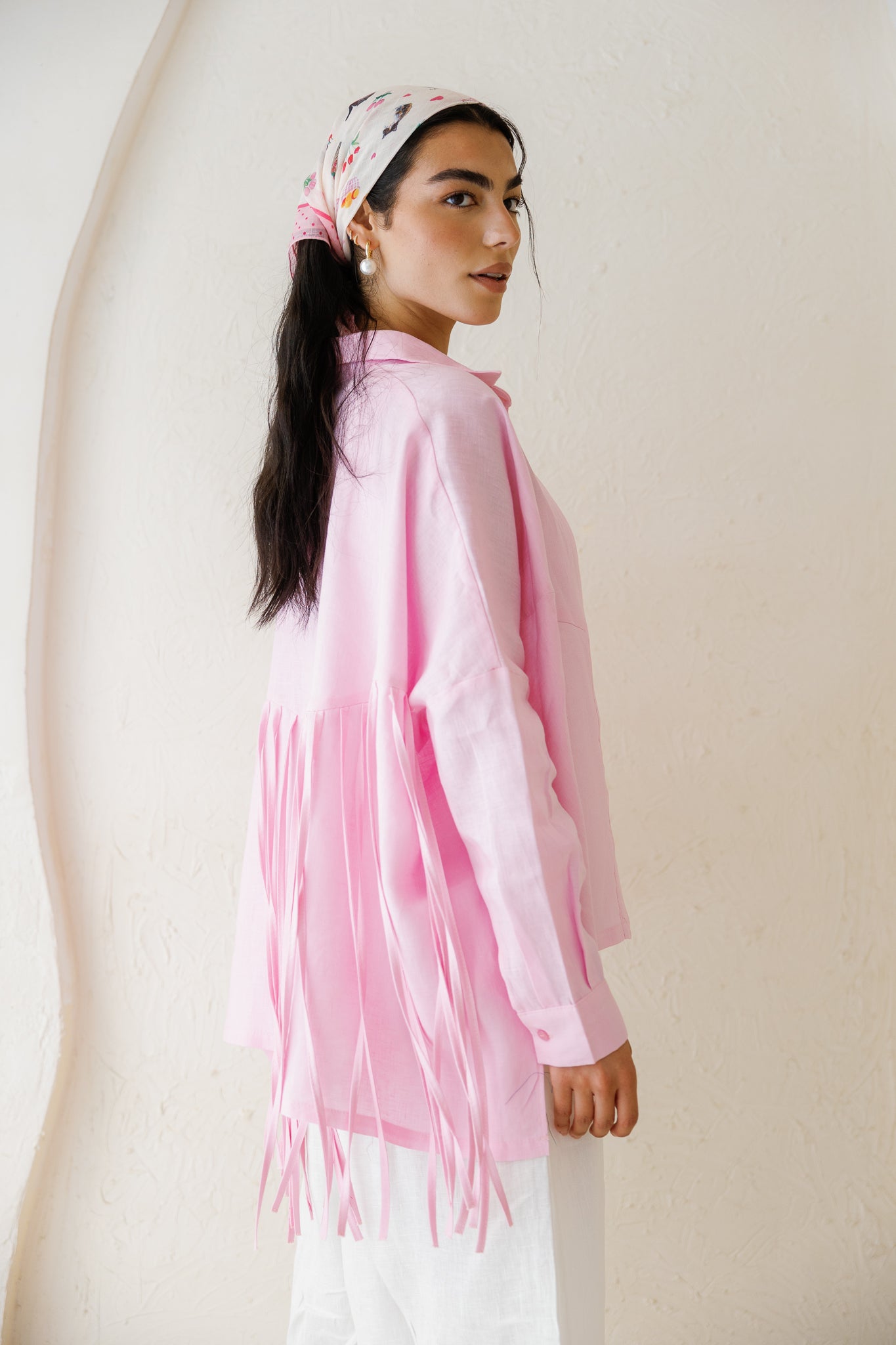 Summer Smiles Linen Top - Powder Pink