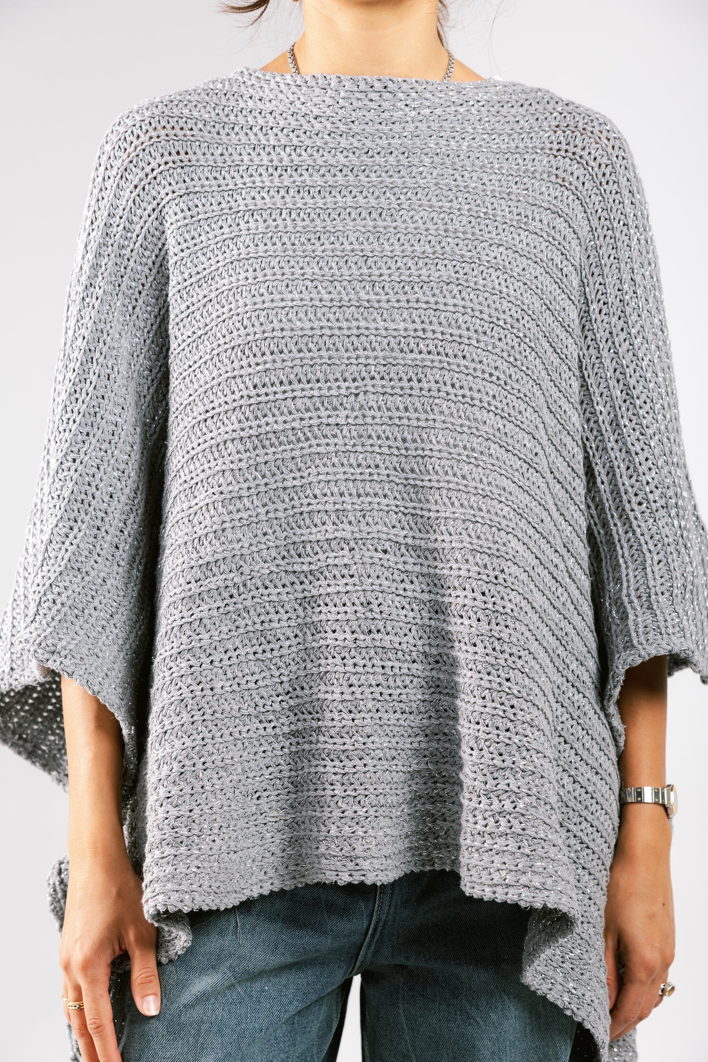 Seen At Sunset Crochet Cape in Grey