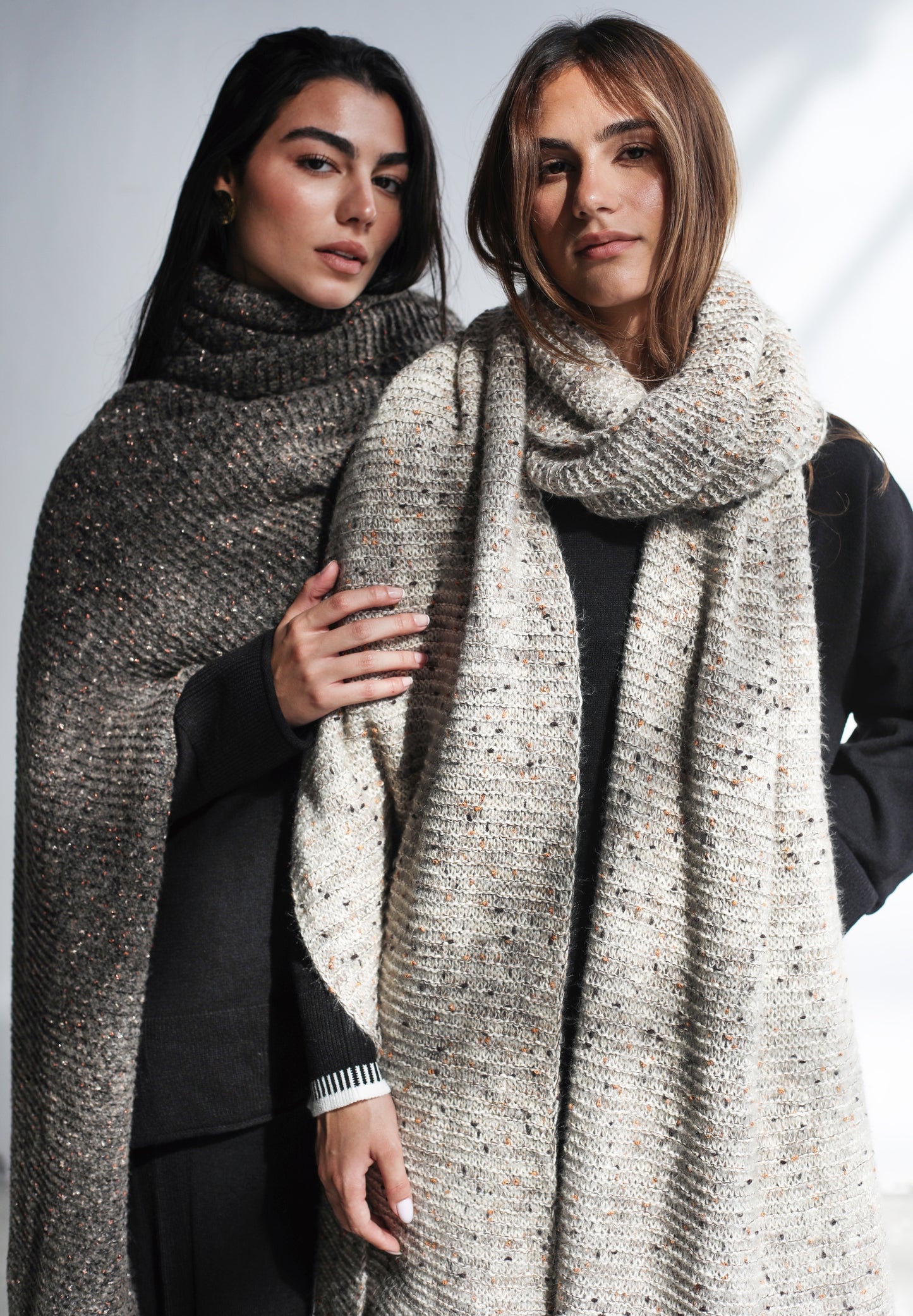 Winter Chill Knit Scarf - Charcoal Taupe