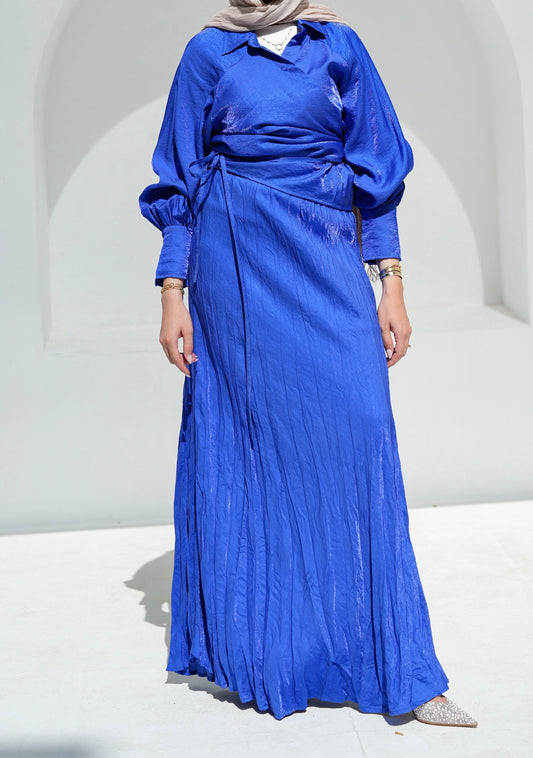 Crushed Shimmery Skirt in Royal Blue
