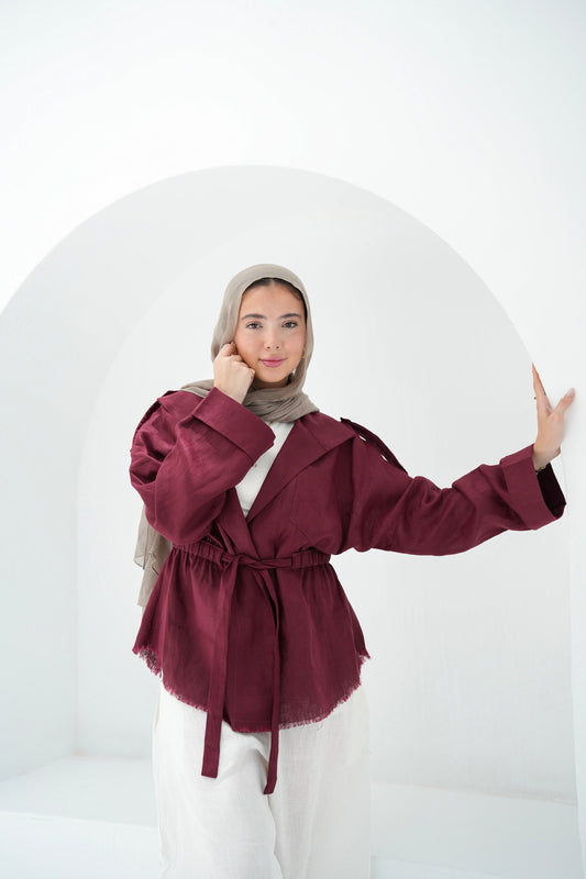 Amalia’s Signature Linen Top - Burgundy