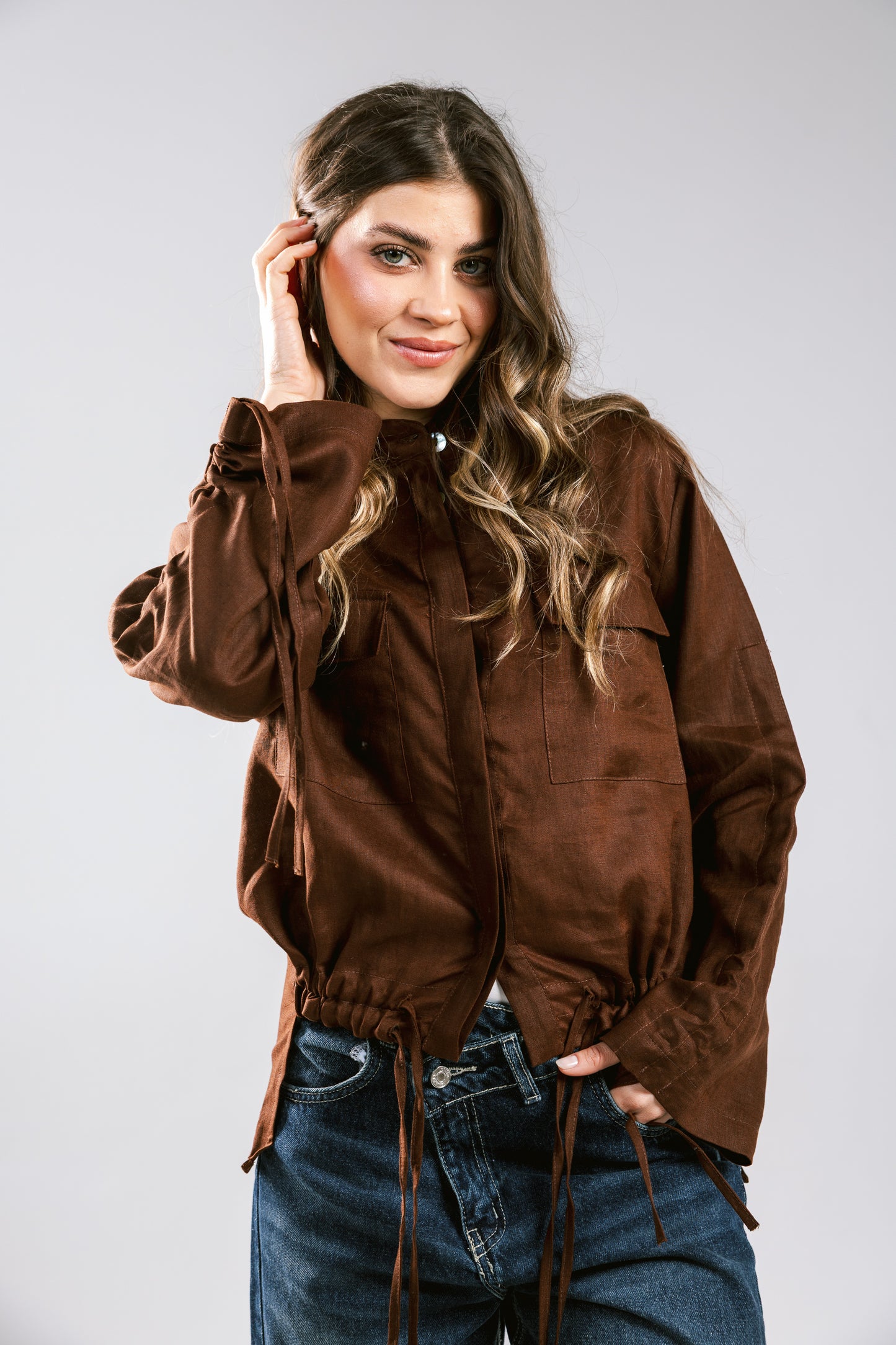 Pretty Fringes Linen Shirt - Brown