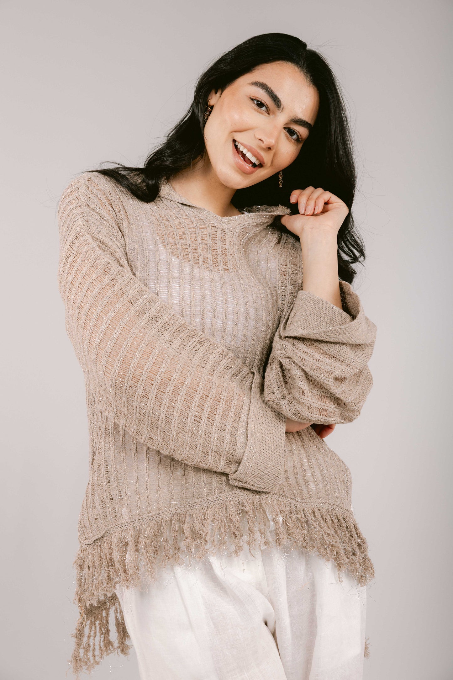 By The Beach Crochet Top - Taupe